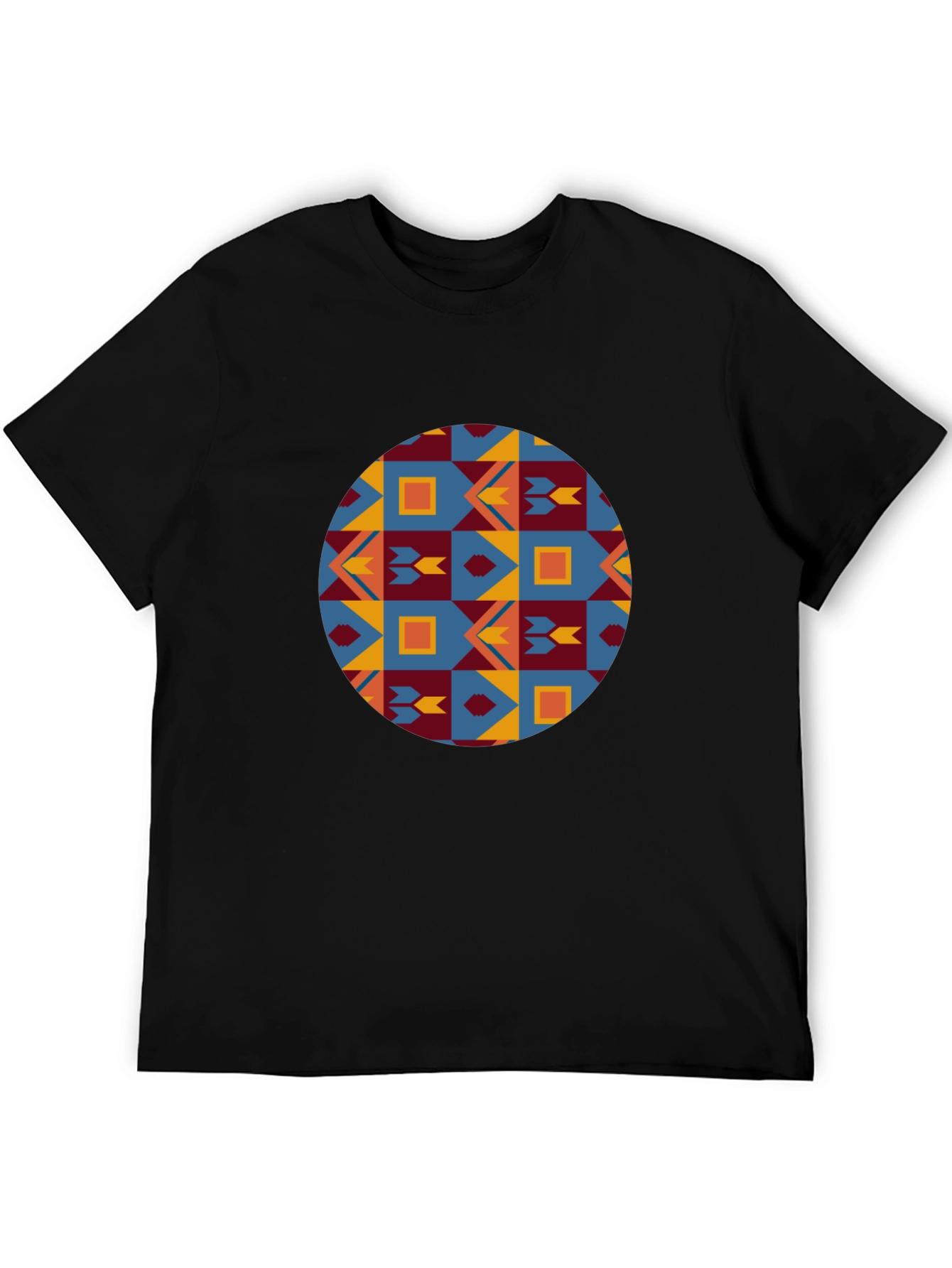 Black Geometric Circle Pattern Tee view 5