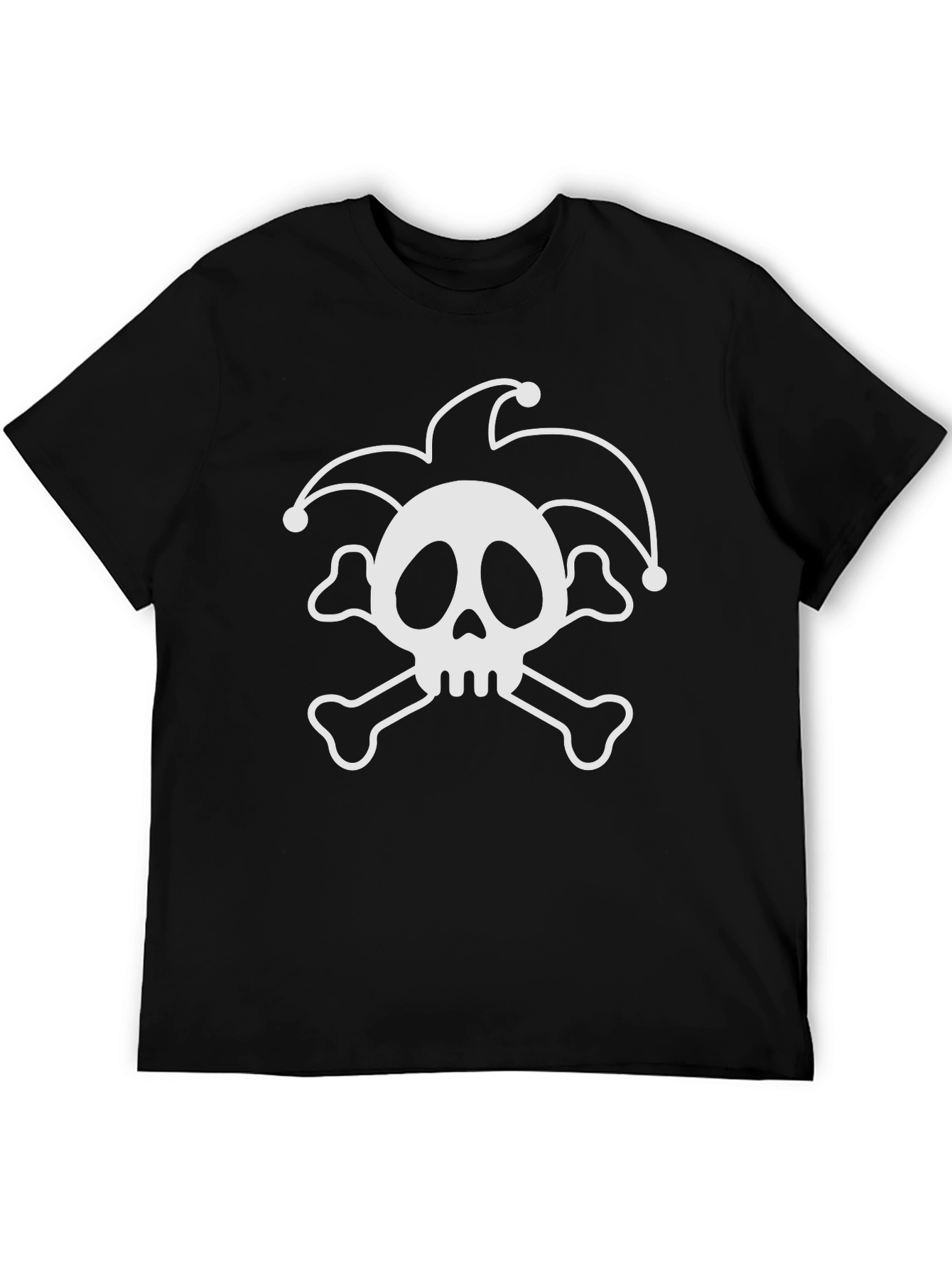 Black Jester Skull T-Shirt - Black Cotton Crew Neck view 5
