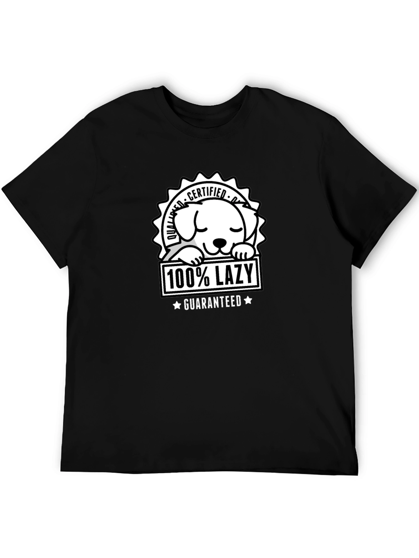 Black 100% Lazy Certified Dog T-Shirt view 5