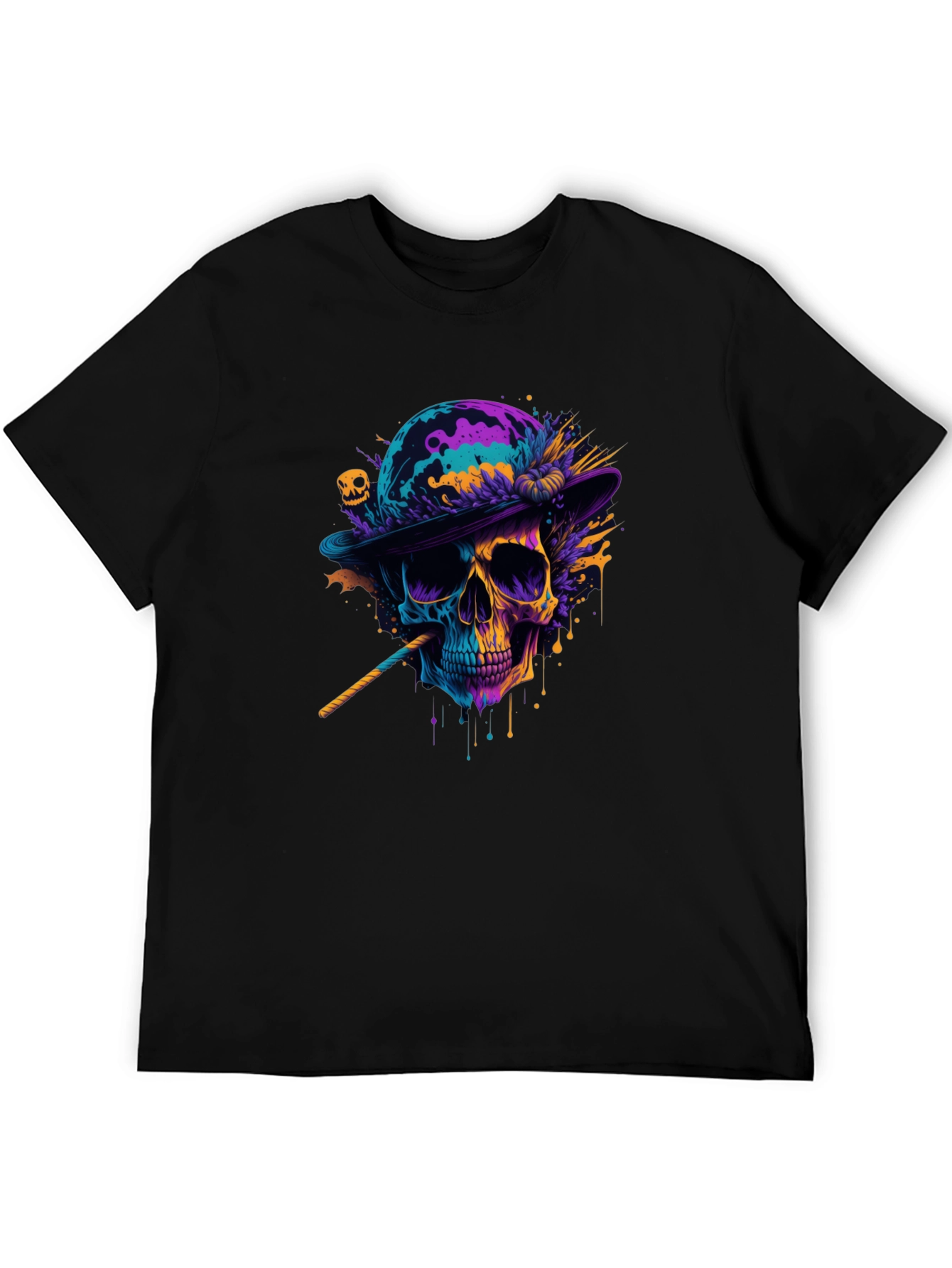 Black Skull Graphic T-Shirt - Vibrant Art Tee view 5