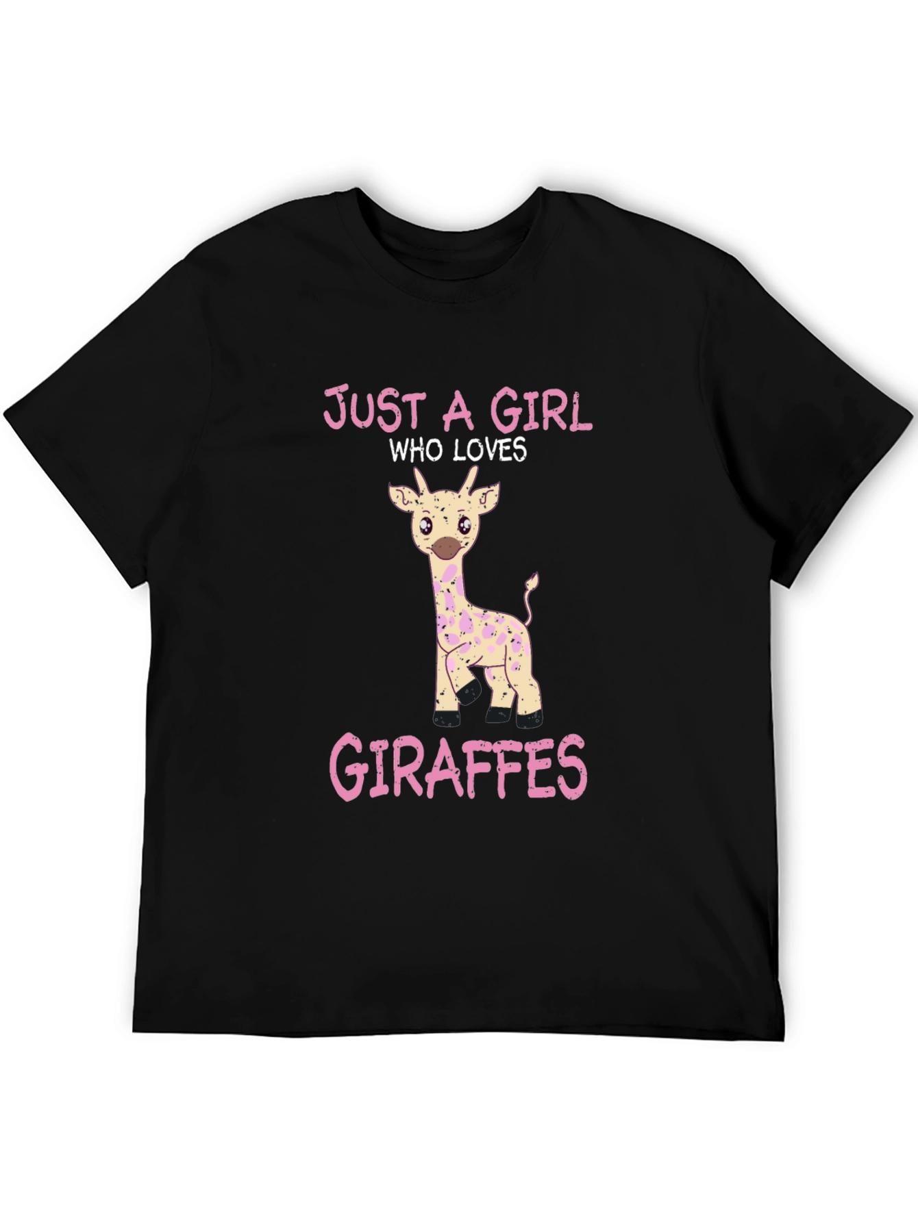 Black Just a Girl Who Loves Giraffes T-Shirt view 5