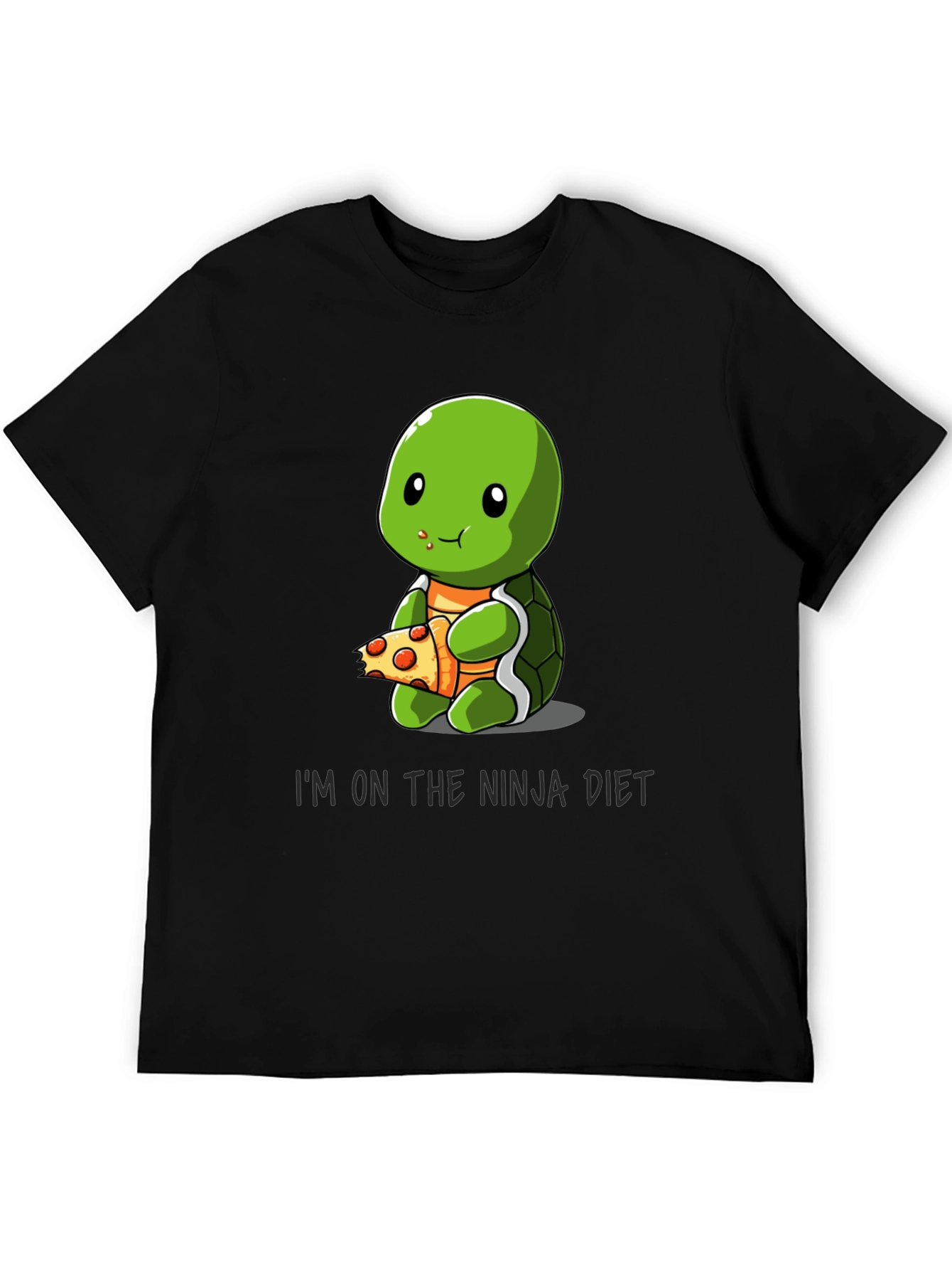 Black Ninja Turtle Diet T-Shirt Funny Pizza Lover Tee view 5