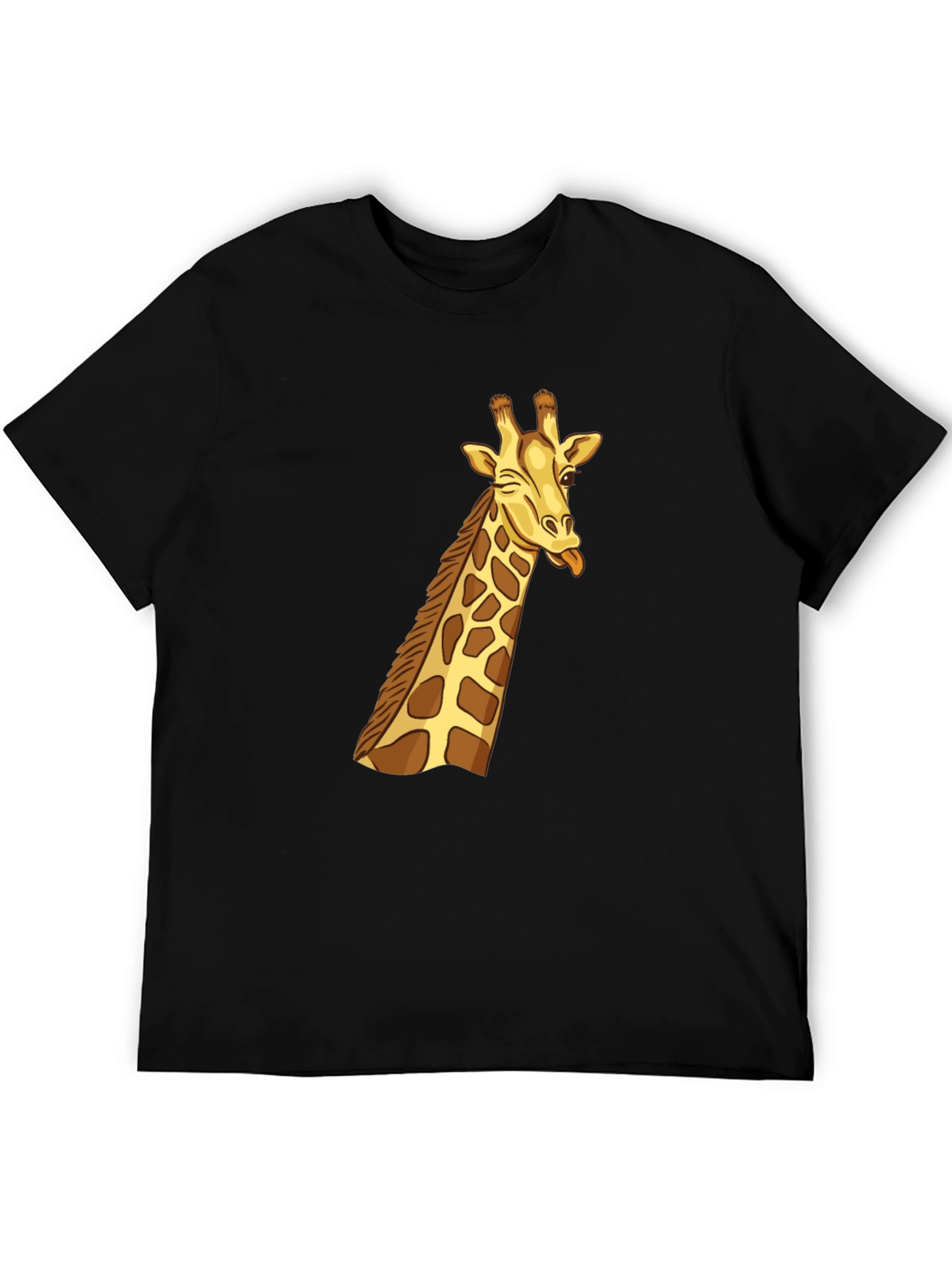 Black Black Giraffe Graphic Tee - Novelty Cartoon T-Shirt view 5