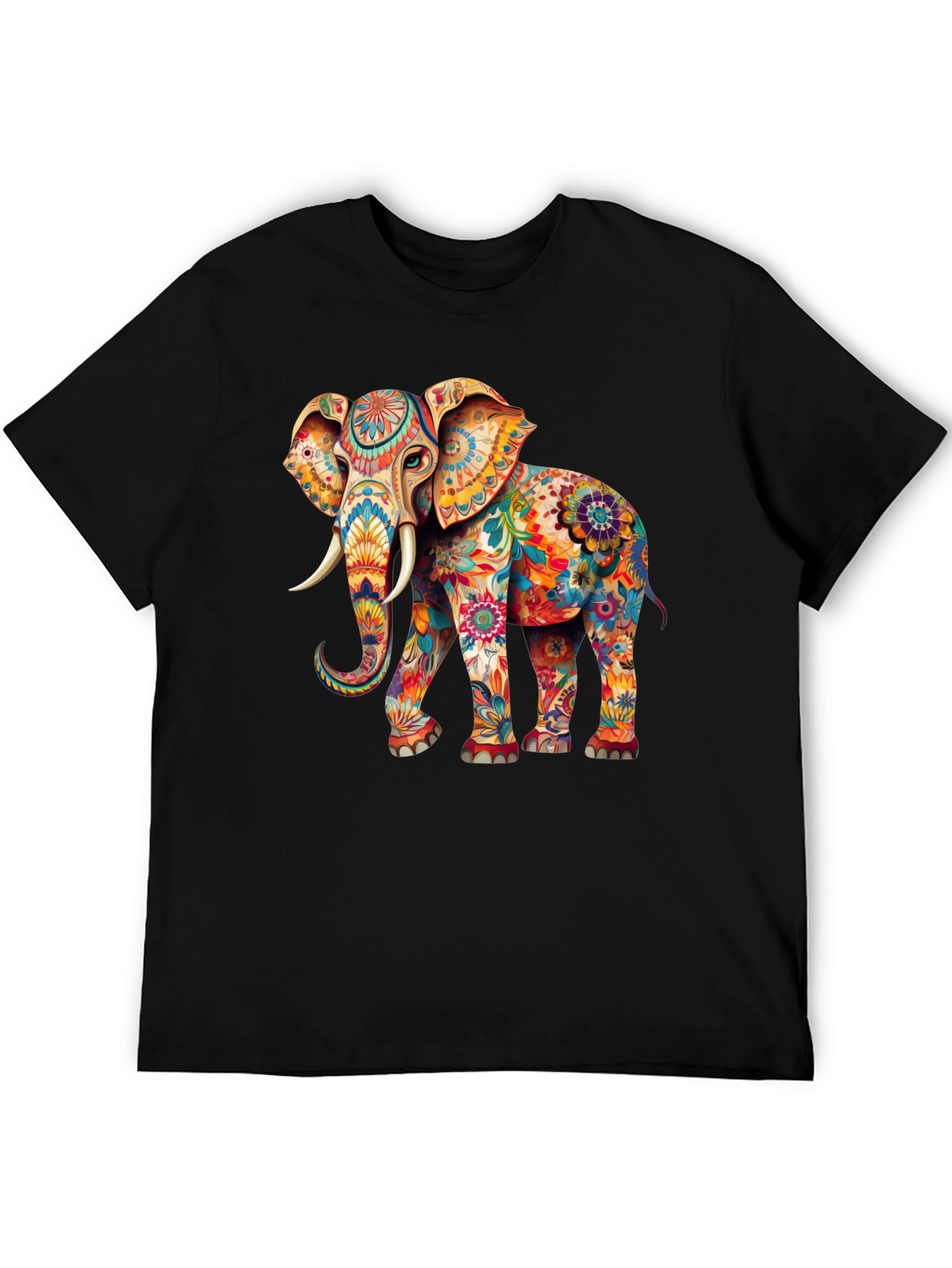 Black Floral Elephant Graphic Tee - Trendy Black T-Shirt view 5