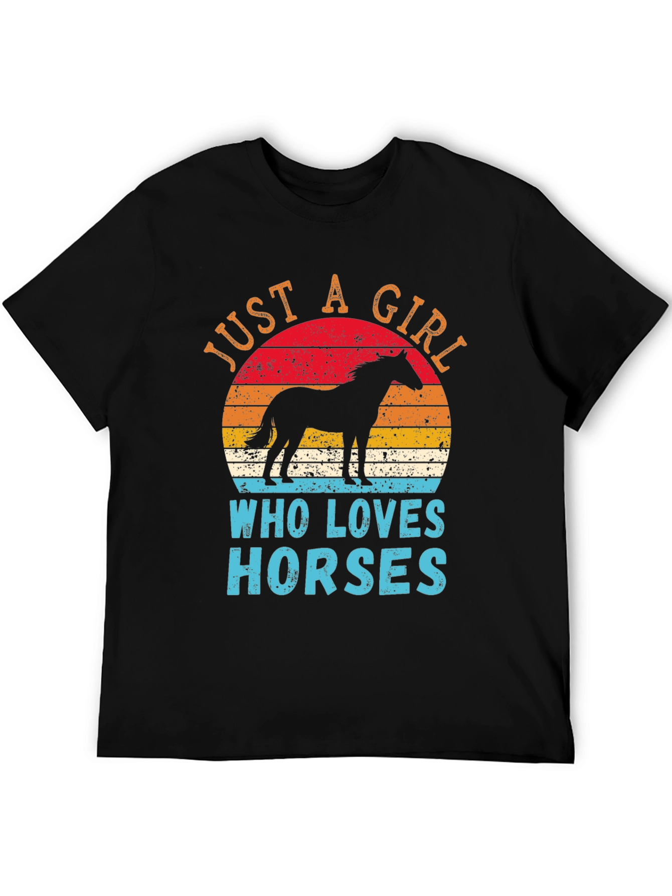 Black Just A Girl Who Loves Horses Black T-Shirt view 5