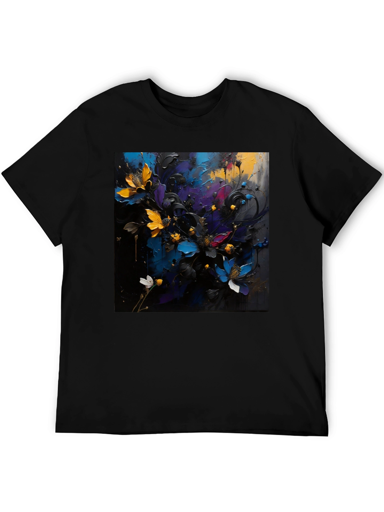 Black Floral Art T-Shirt - Bold Expression view 5