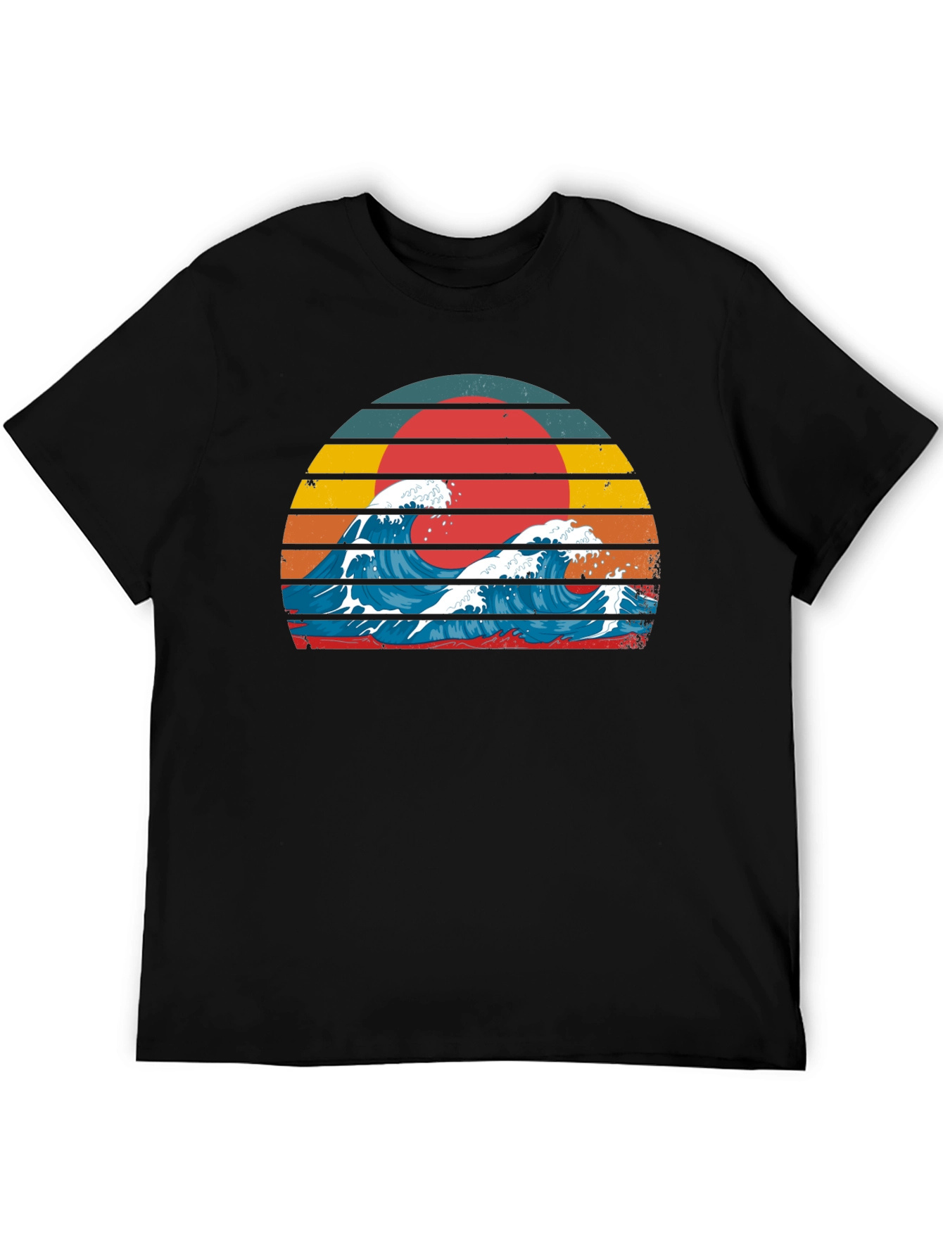 Black Retro Wave Graphic Tee - Vintage Style T-Shirt view 5