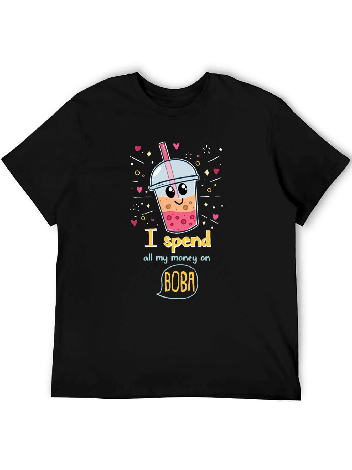 Black Boba Lover Tee: I Spend All My Money On Boba! view 5
