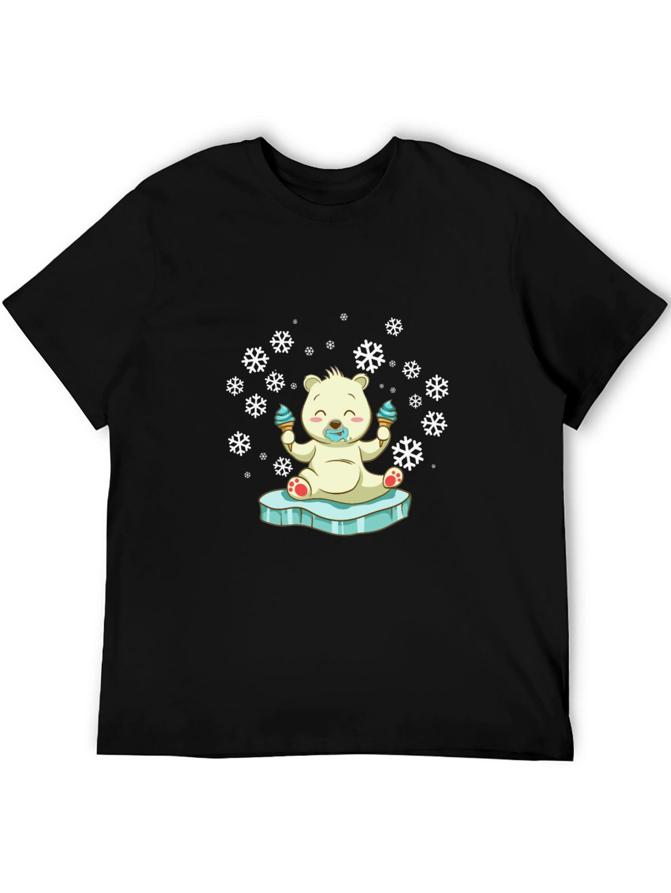 Black Cute Polar Bear Ice Cream T-Shirt view 5