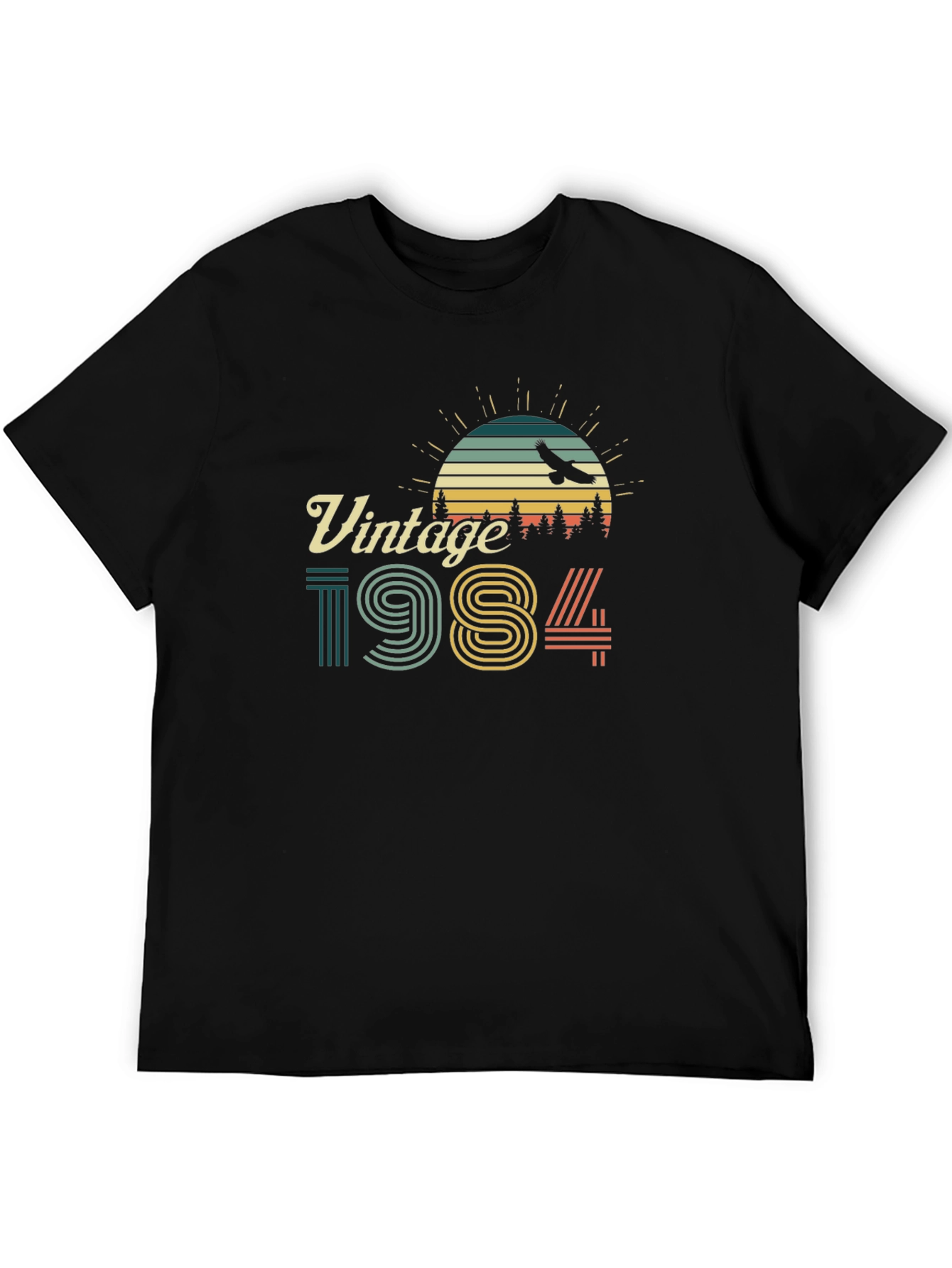Black Vintage 1984 Graphic T-Shirt Retro Sunset Eagle Tee view 5