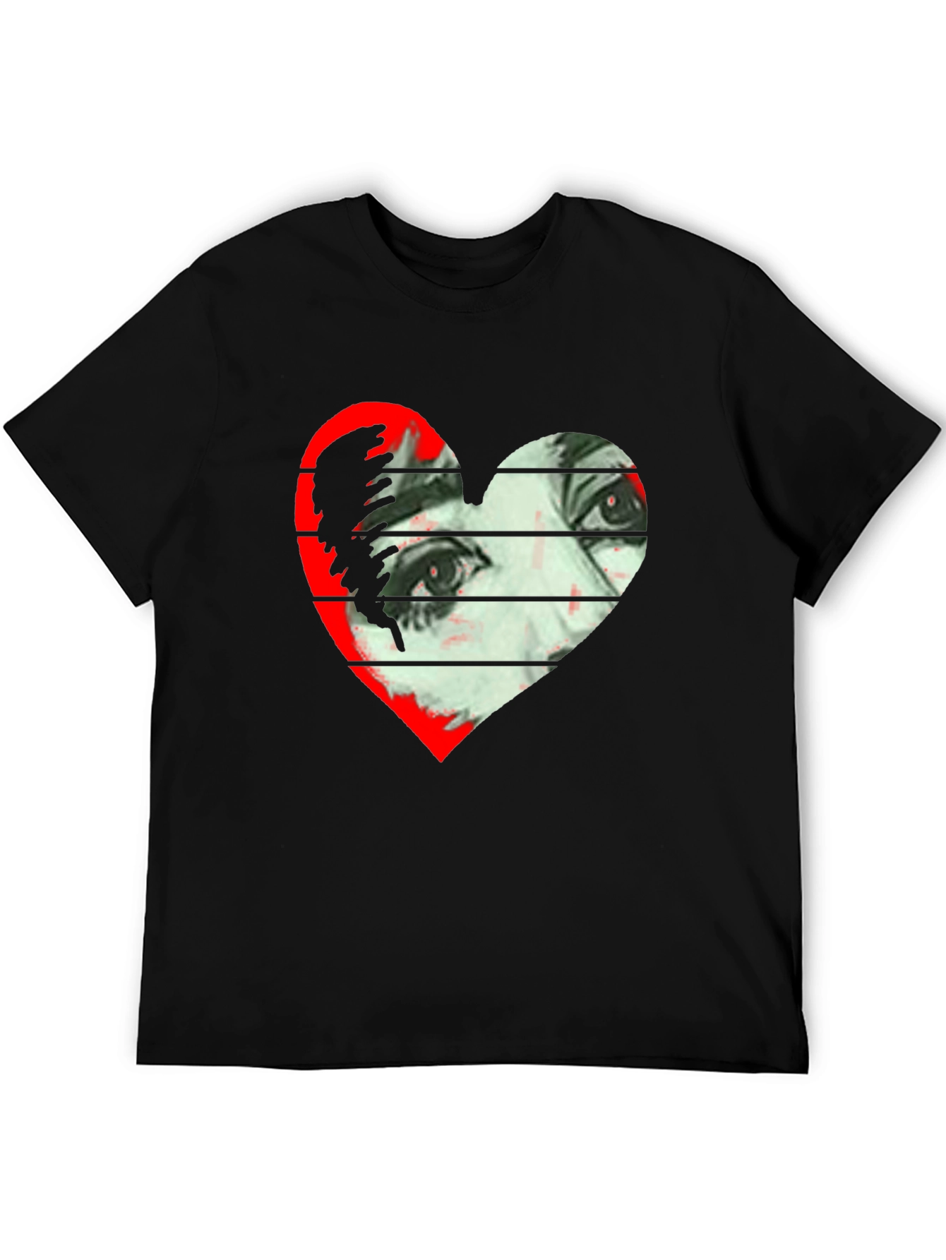 Black Heart Eyes Graphic Tee - Modern Art T-Shirt view 5