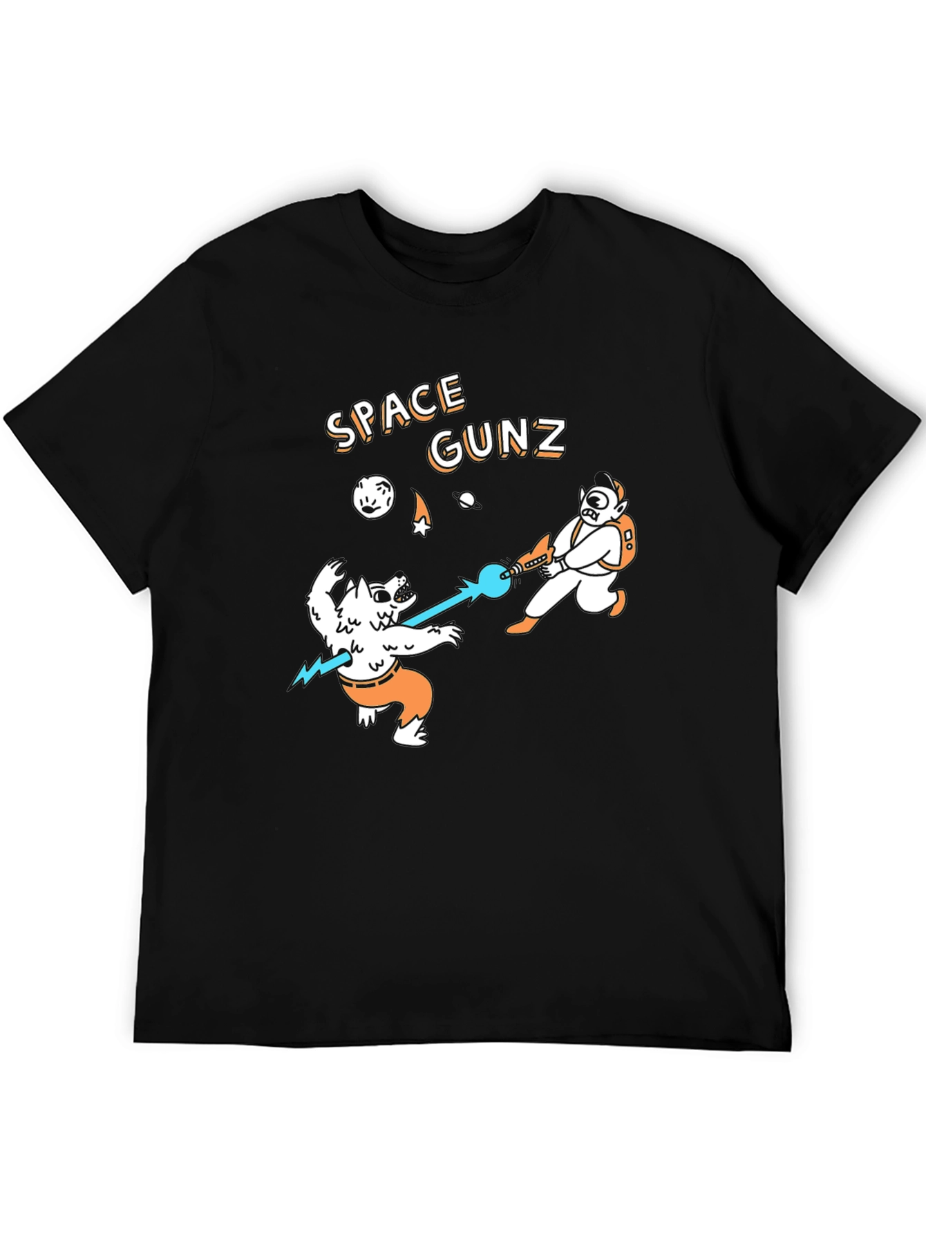 Black Space Gunz Black T-Shirt Sci-Fi Funny Tee view 5