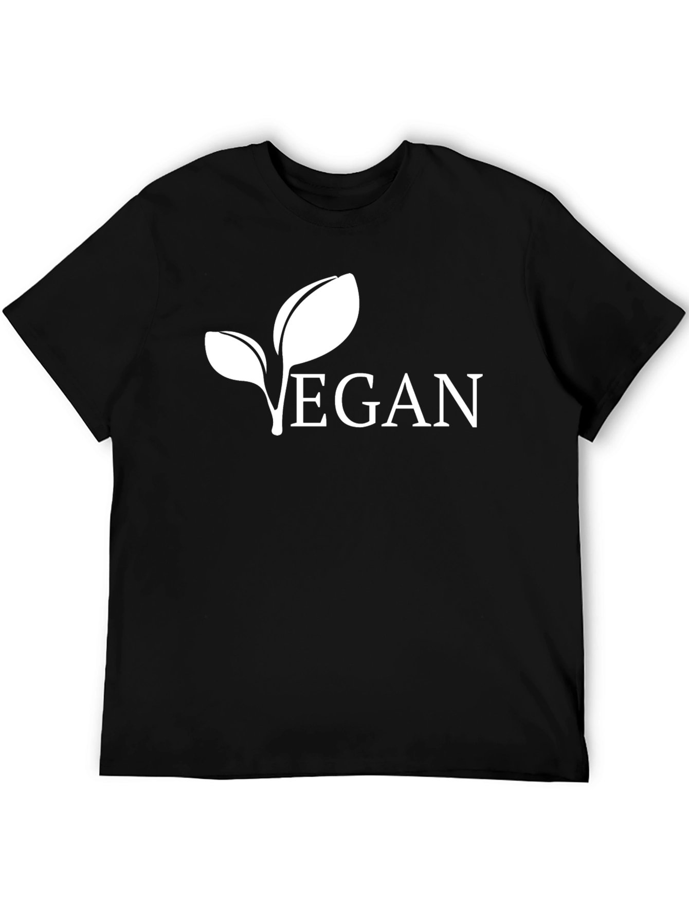 Black Vegan Leaf Graphic Tee - Black Cotton view 5