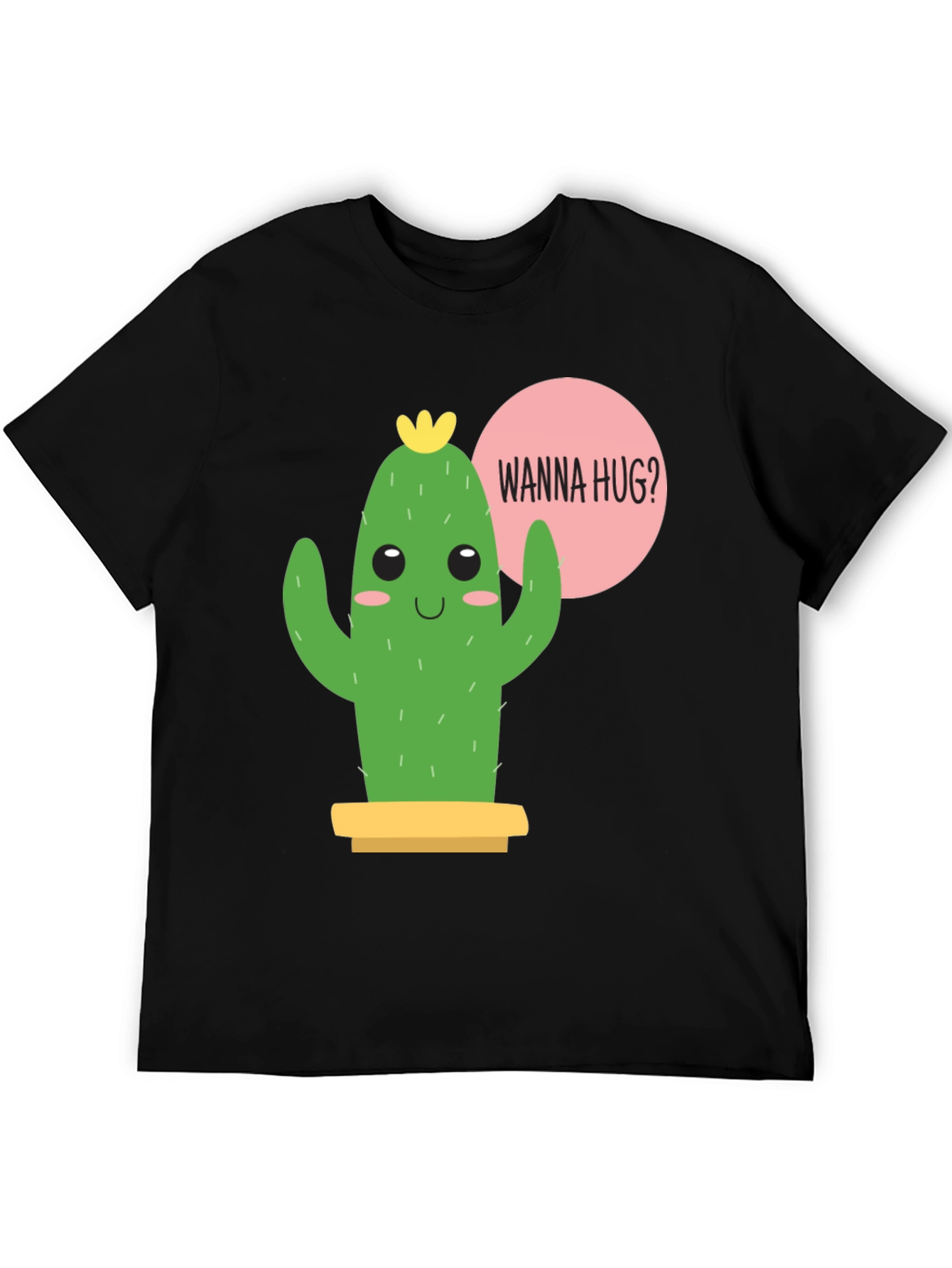 Black Cute Cactus Graphic Tee - Wanna Hug? view 5