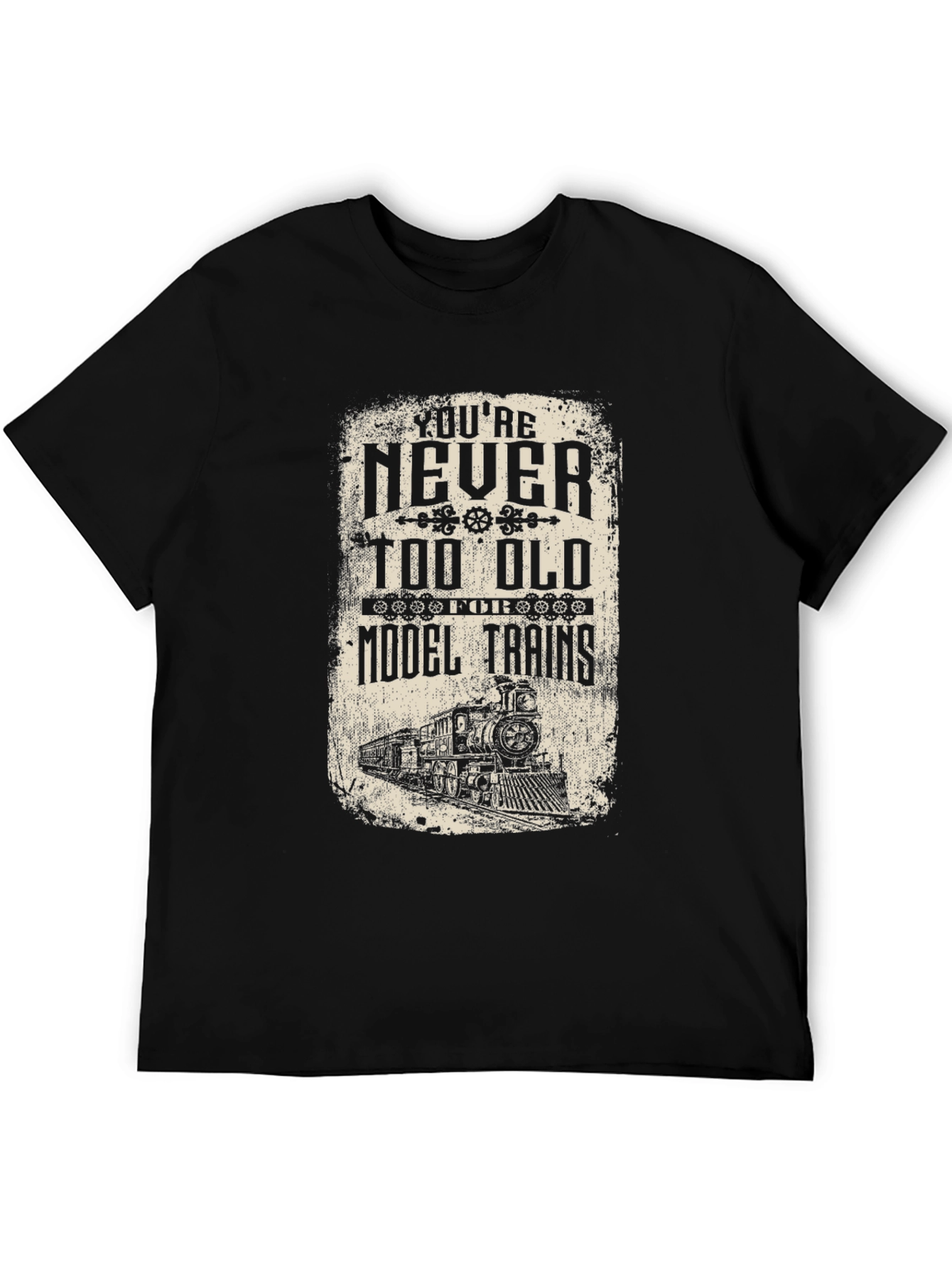 Black Model Train Enthusiast Black T-Shirt view 5