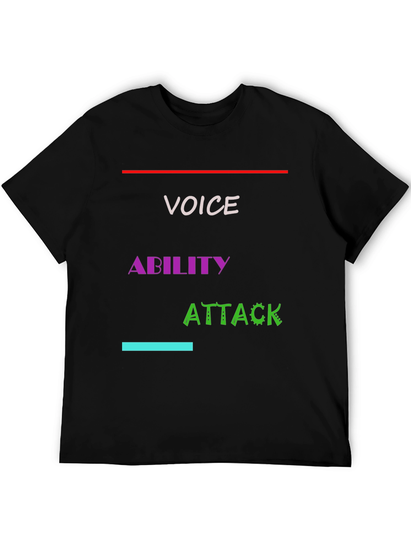Black Voice Ability Attack Graphic T-Shirt view 5