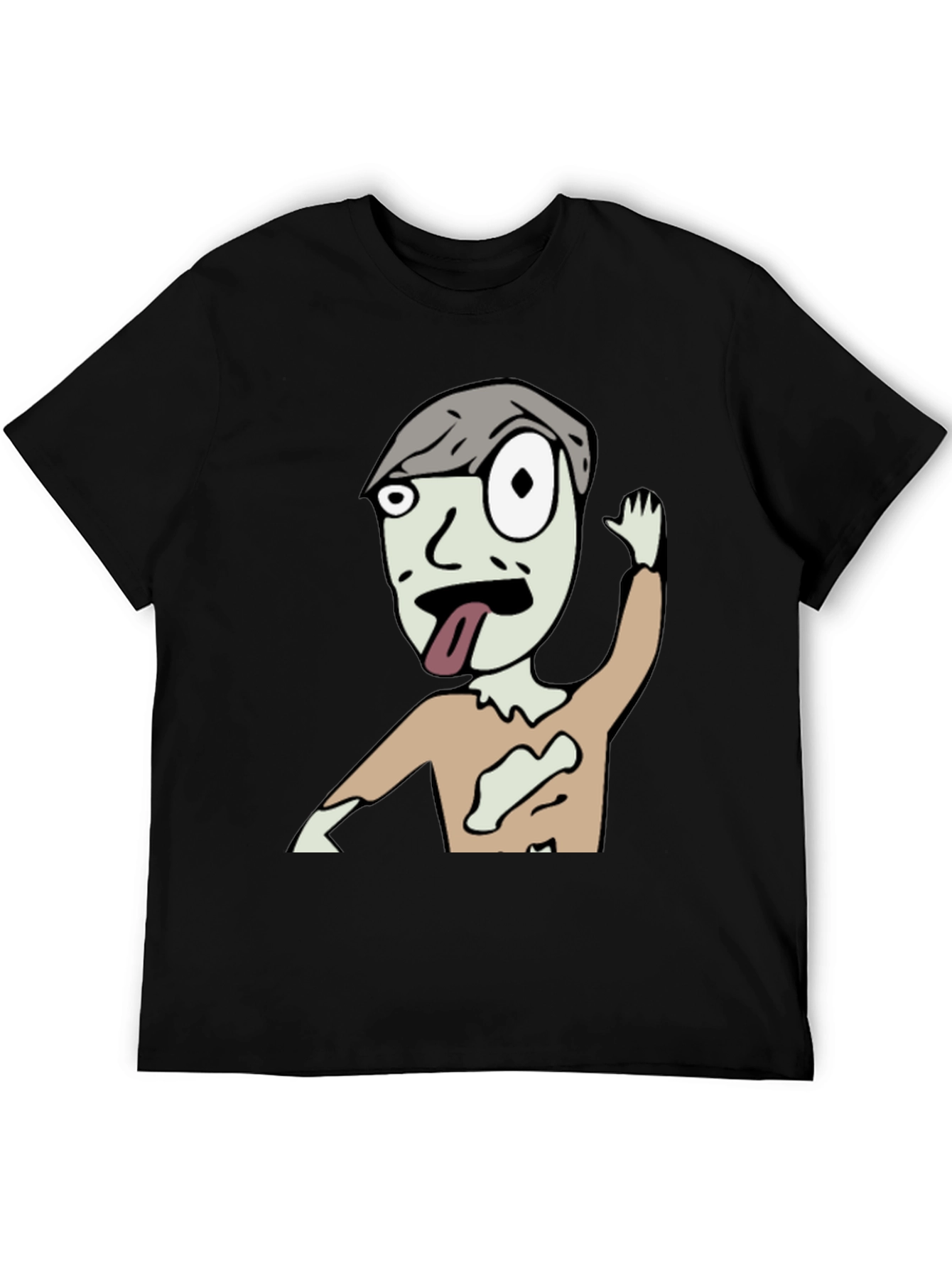 Black Zombie Cartoon Graphic Black T-Shirt view 5