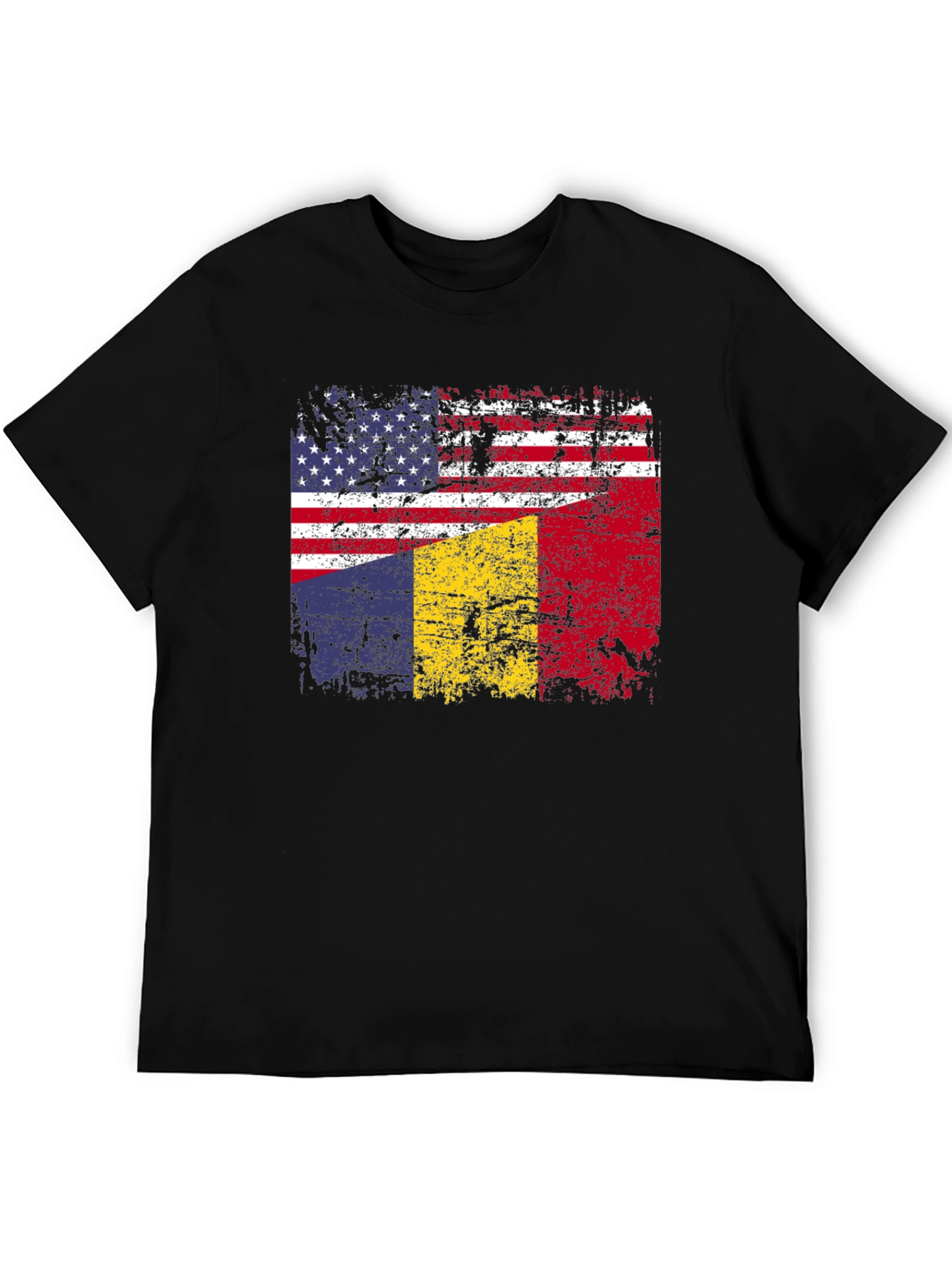 Black USA & Romania Flag T-Shirt view 5