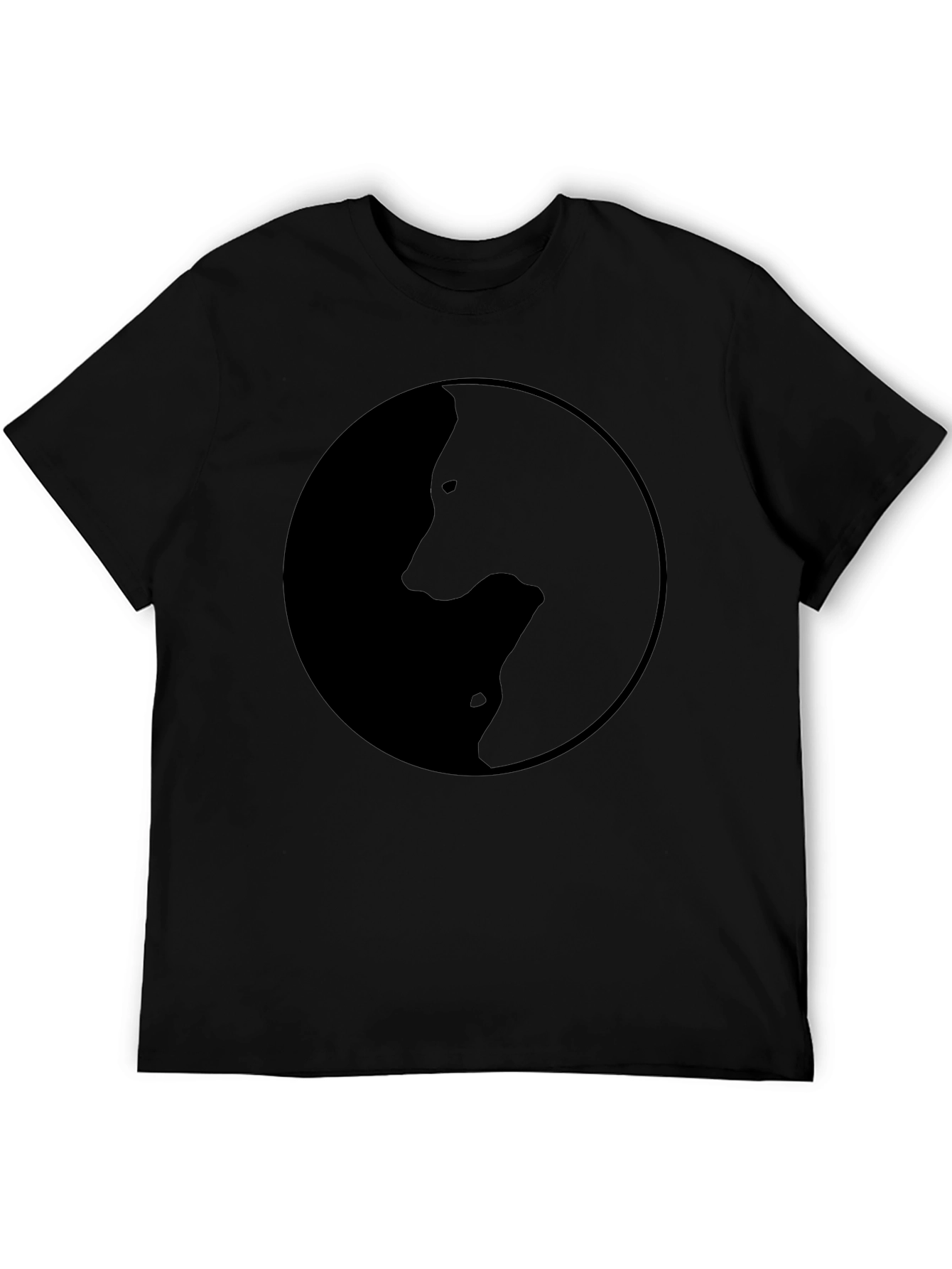 Black Yin Yang Wolves Graphic Tee - Black Crew Neck T-Shirt view 5