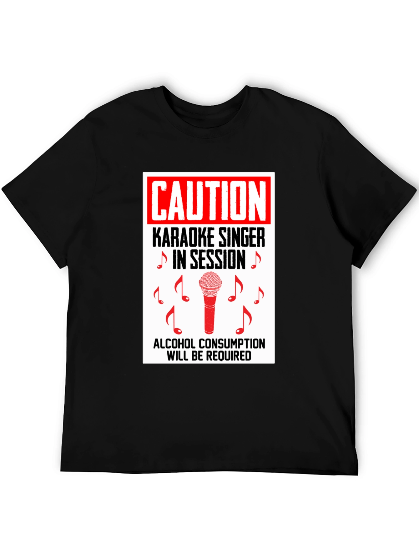 Black Karaoke Singer Caution T-Shirt view 5