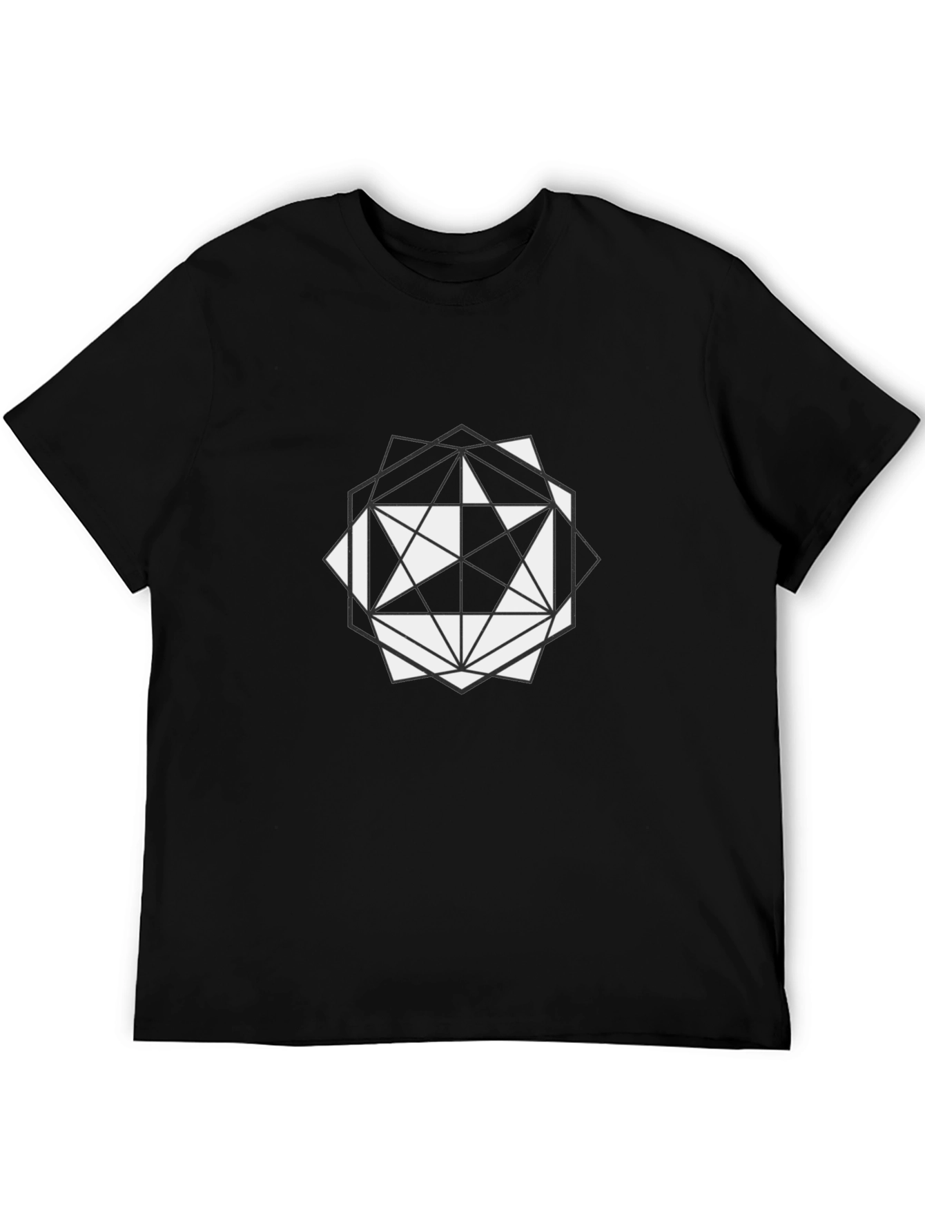 Black Geometric Starburst Graphic Tee - Modern Black T-Shirt view 5