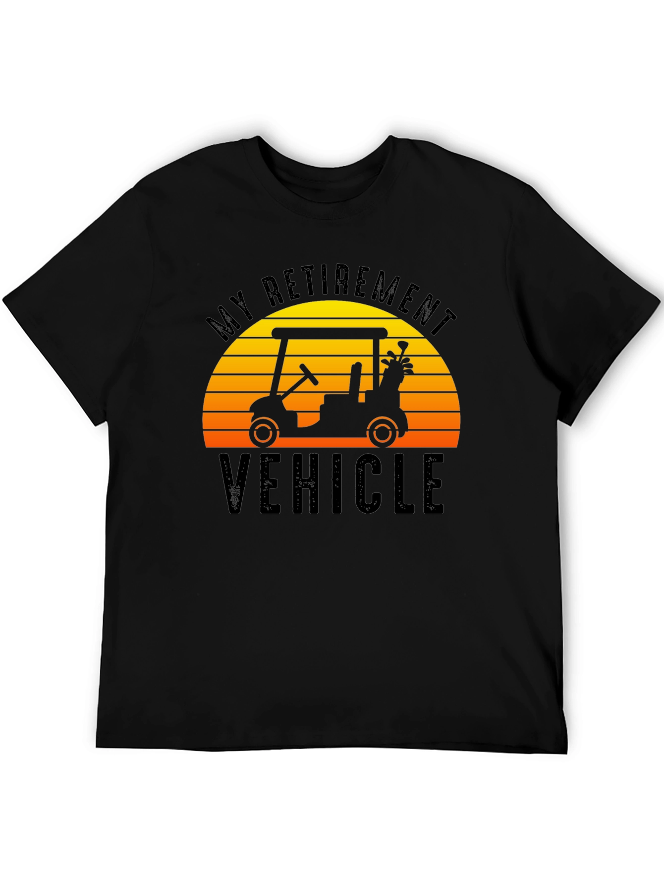 Black My Retirement Vehicle T-Shirt Golf Cart Sunset Tee view 5