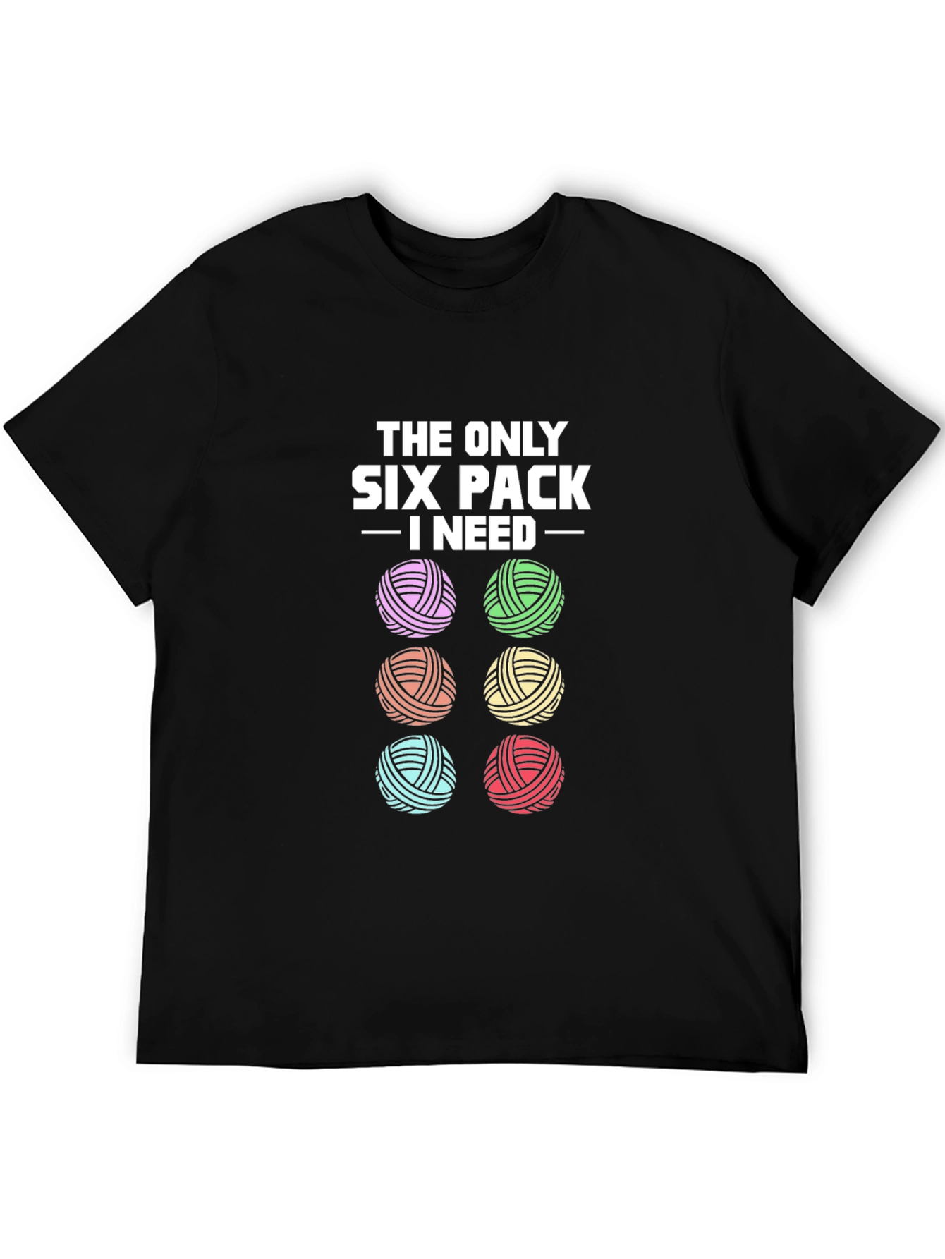 Black Knitting Yarn Lover T-Shirt: Six Pack I Need view 5