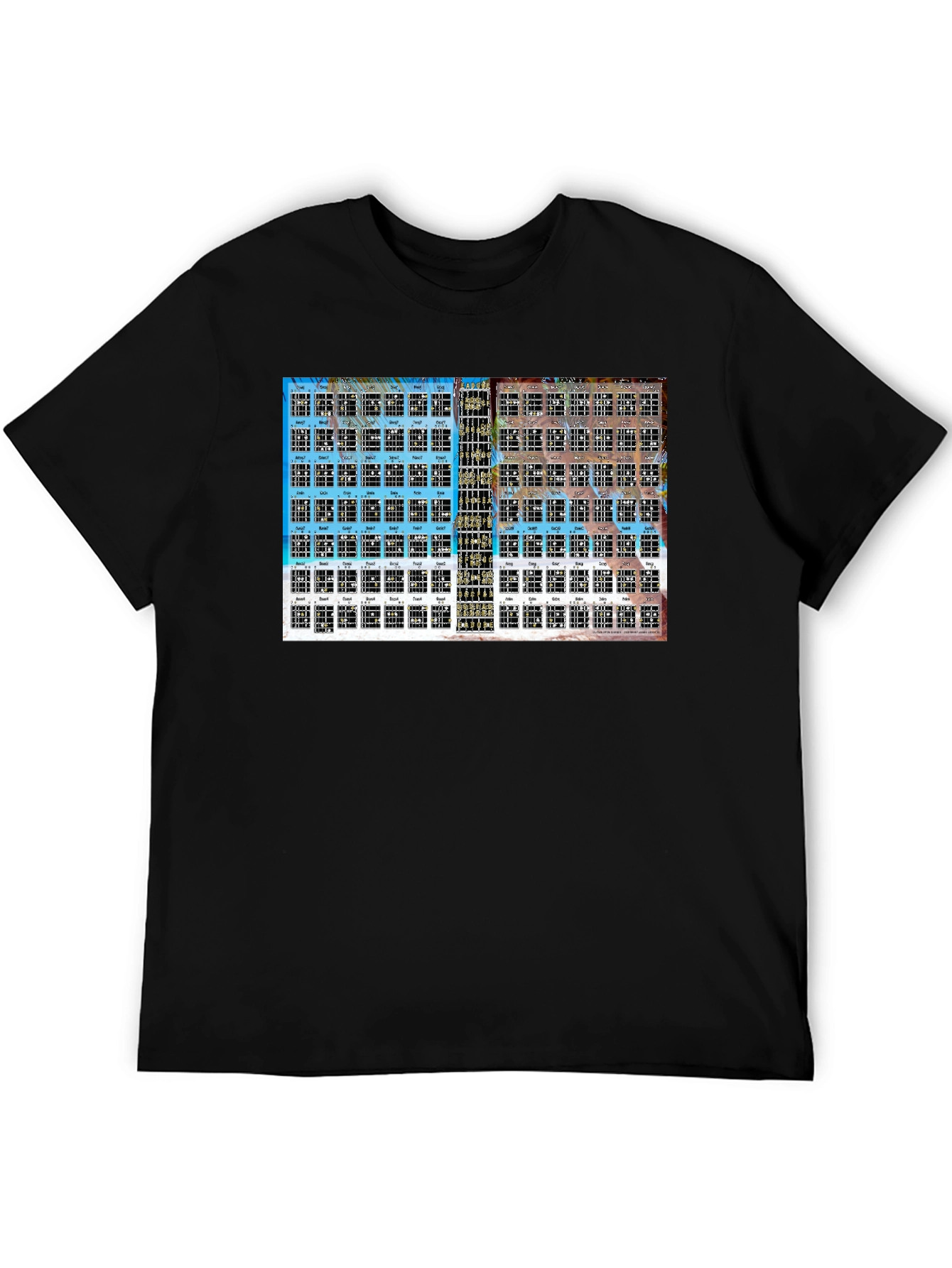 Black Guitar Chord Chart T-Shirt - Black view 5