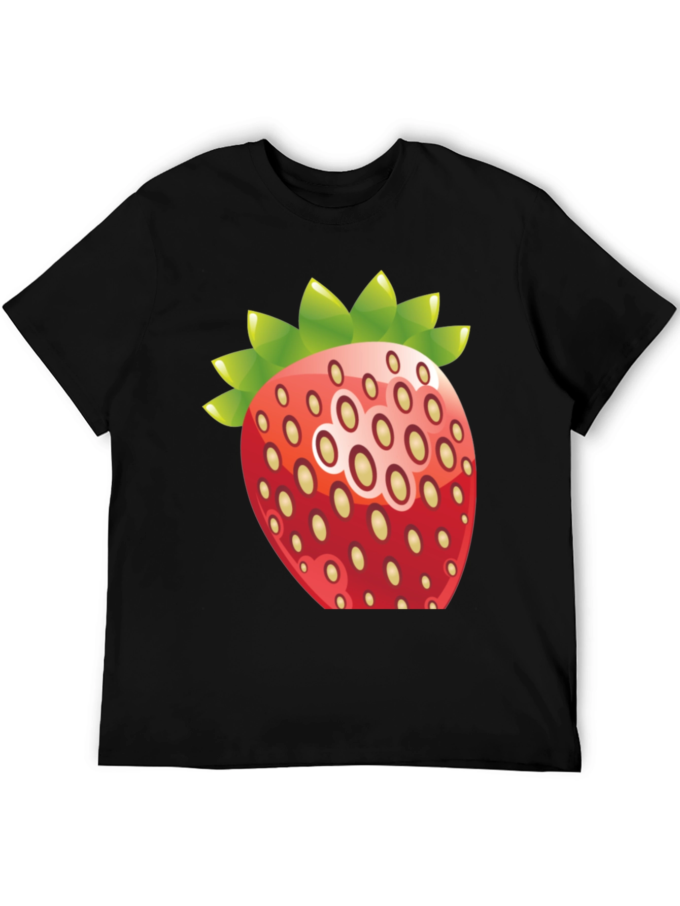 Black Strawberry Graphic Print Crew Neck T-Shirt view 5