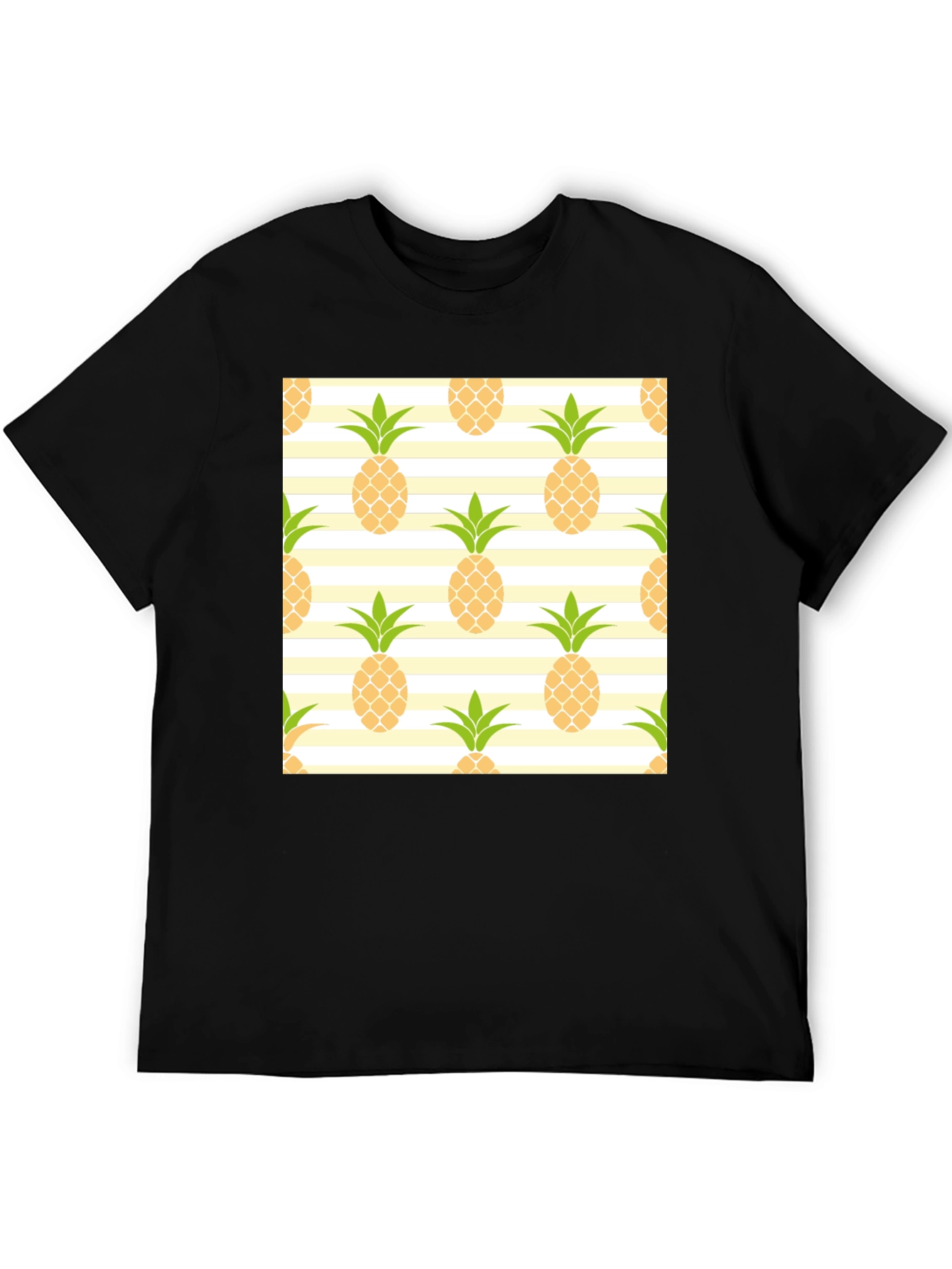 Black Pineapple Print Men's Tee view 5