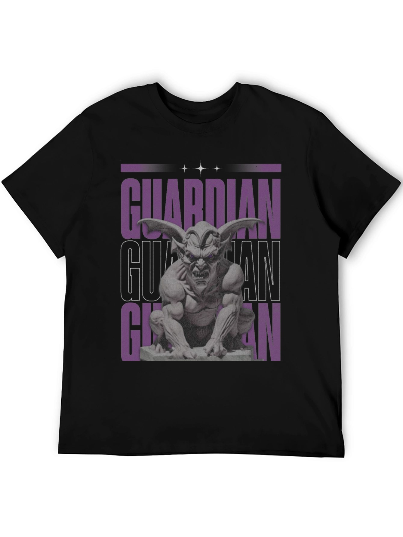 Black Guardian Gargoyle Graphic Tee - Black Cotton view 5