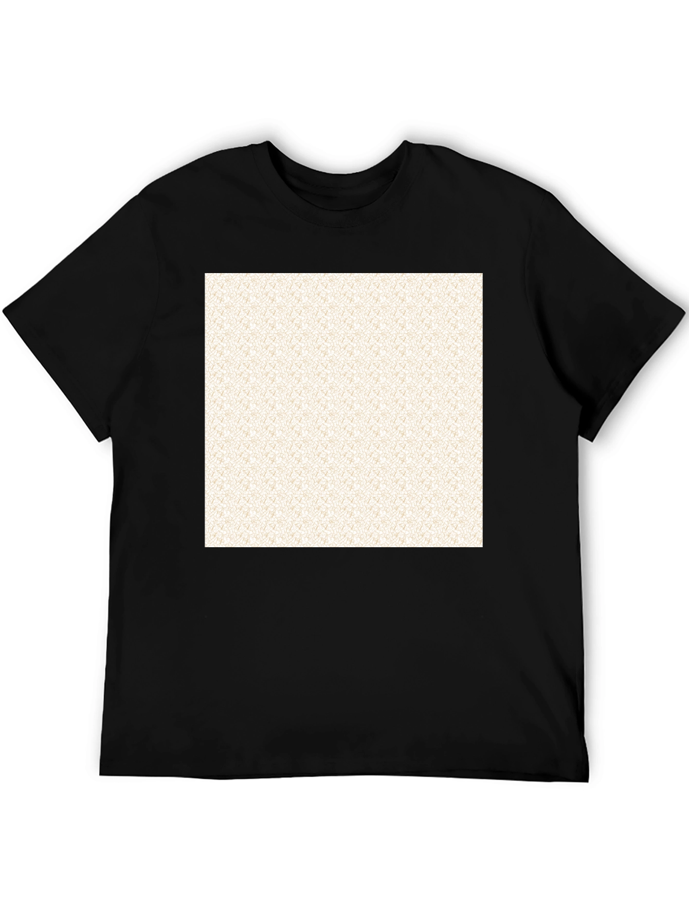 Black Men's Black Crew Neck T-Shirt with Pattern view 5