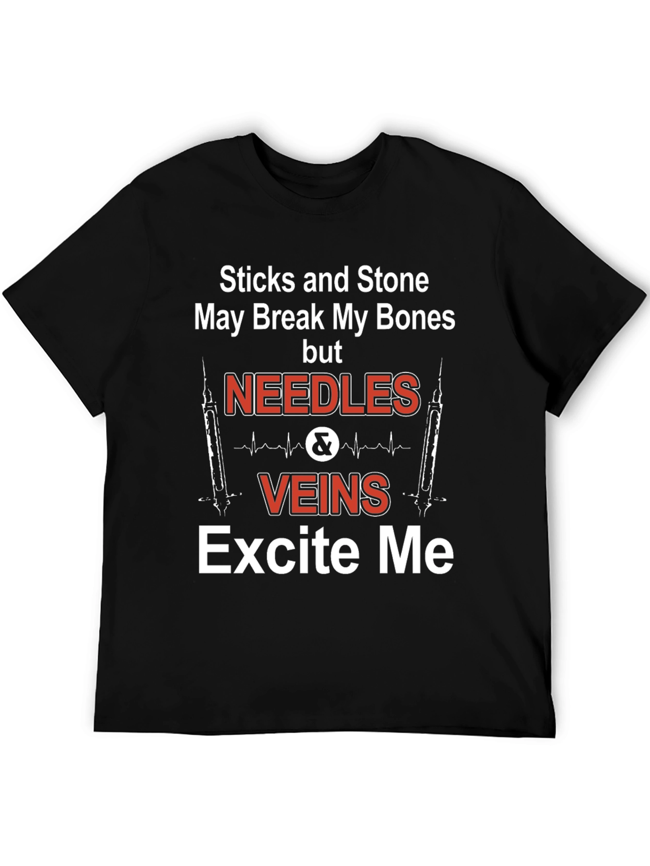 Black Needles & Veins Excite Me Graphic T-Shirt view 5