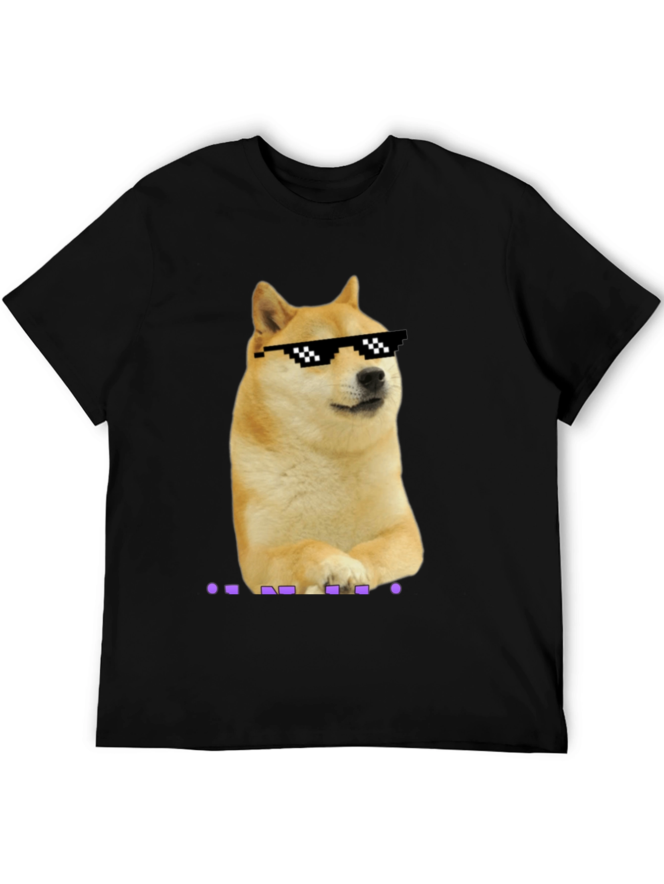 Black Doge Meme Pixel Sunglasses T-Shirt - Black view 5