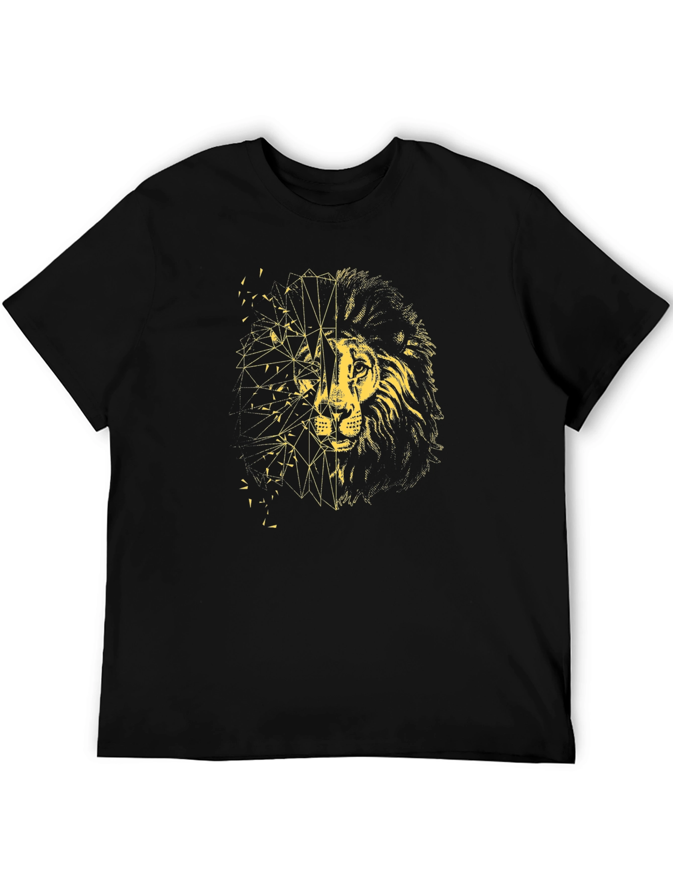 Black Geometric Lion Graphic Tee - Black view 5