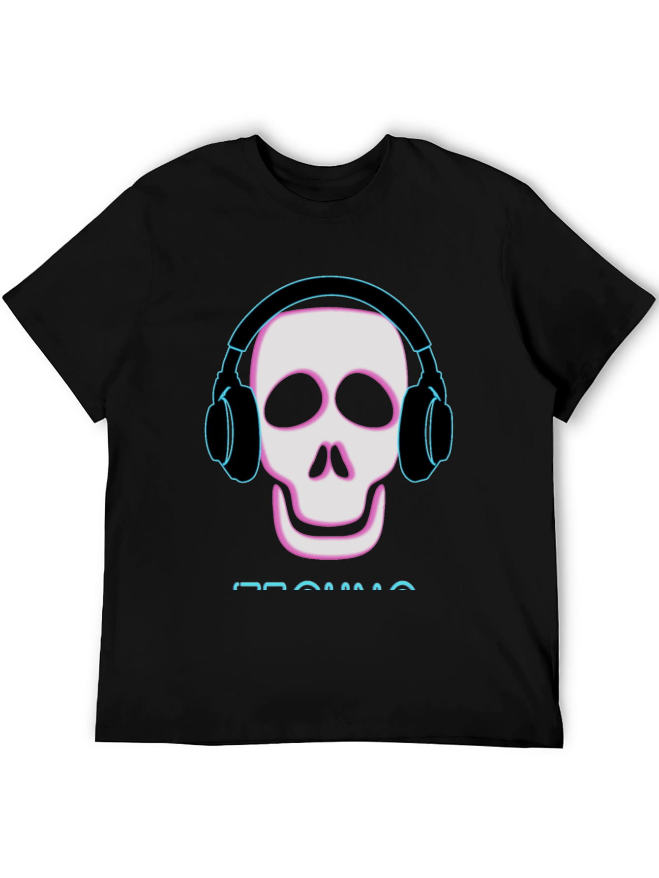 Black Skull with Headphones Black T-Shirt view 5