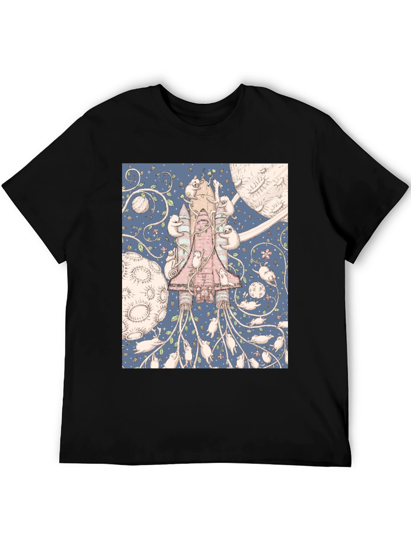 Black Space Sloth T-Shirt - Unique Graphic Tee view 5
