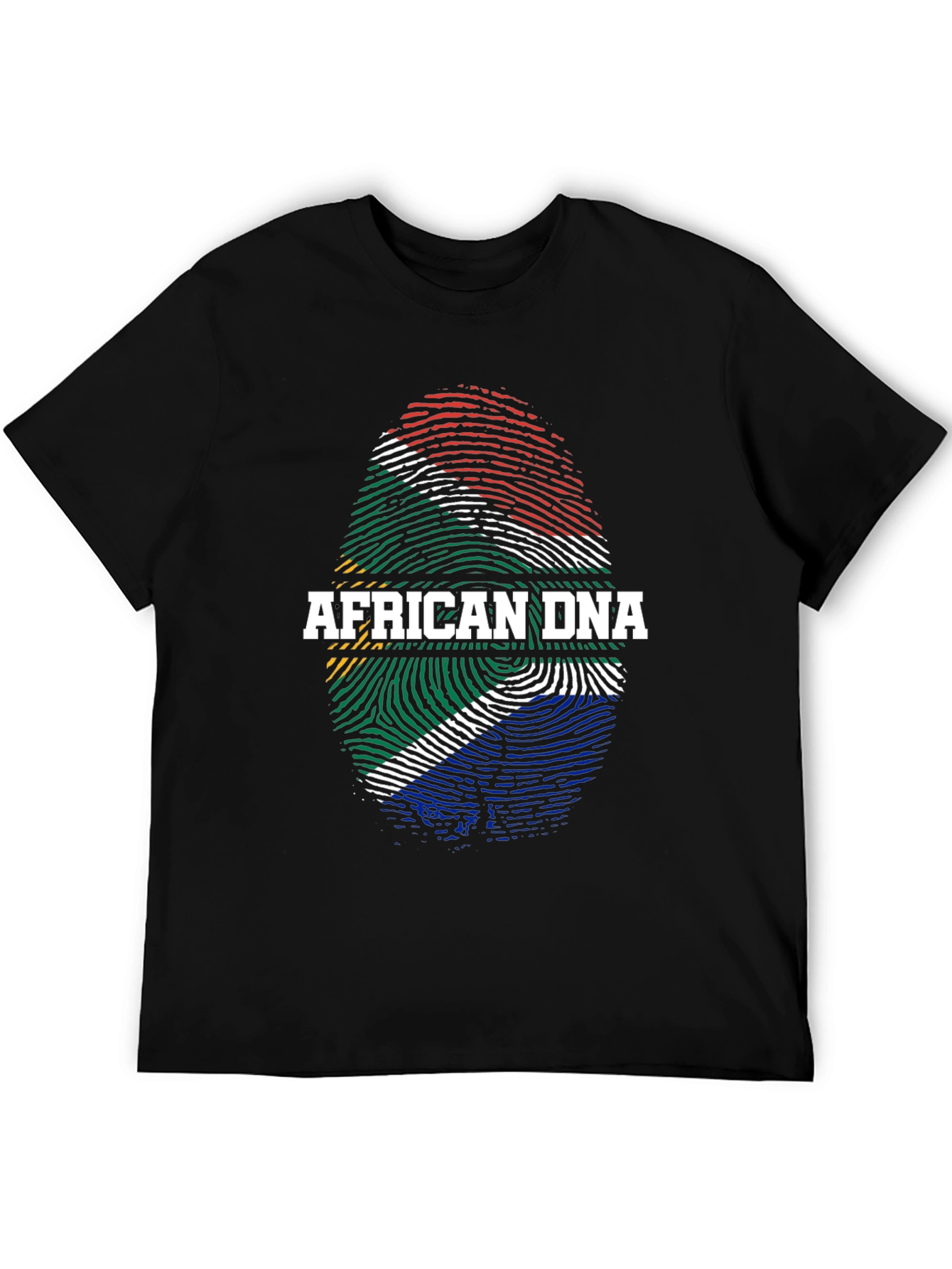 Black African DNA Flag Fingerprint T-Shirt view 5