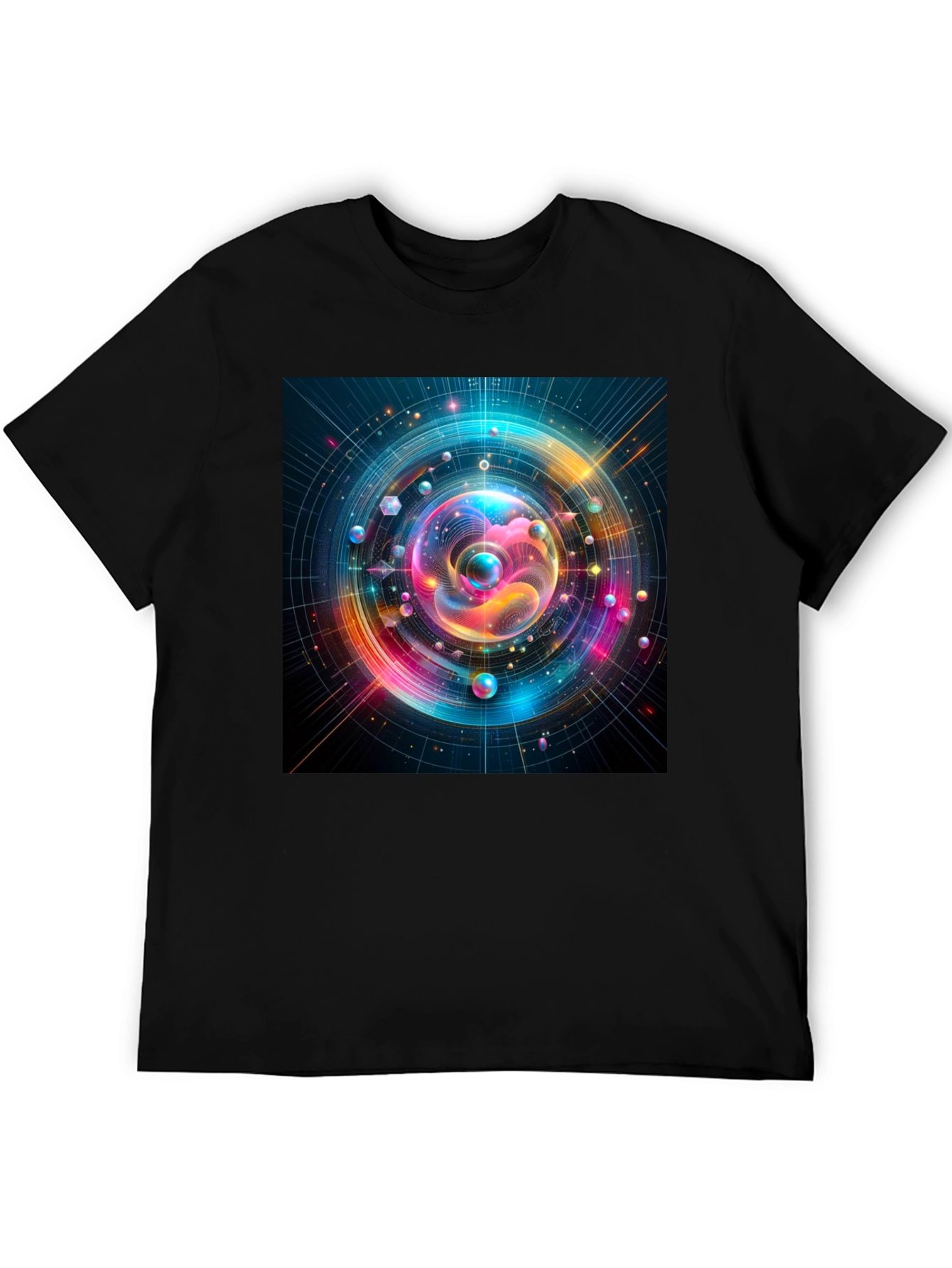 Black Colorful Space T-Shirt - Unique Design view 5