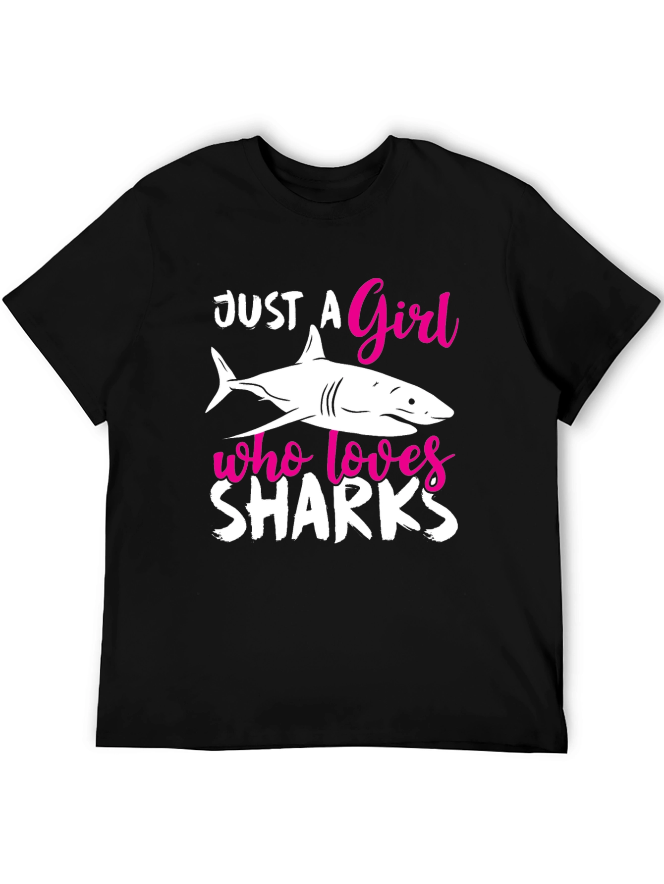 Black Just a Girl Who Loves Sharks T-Shirt view 5