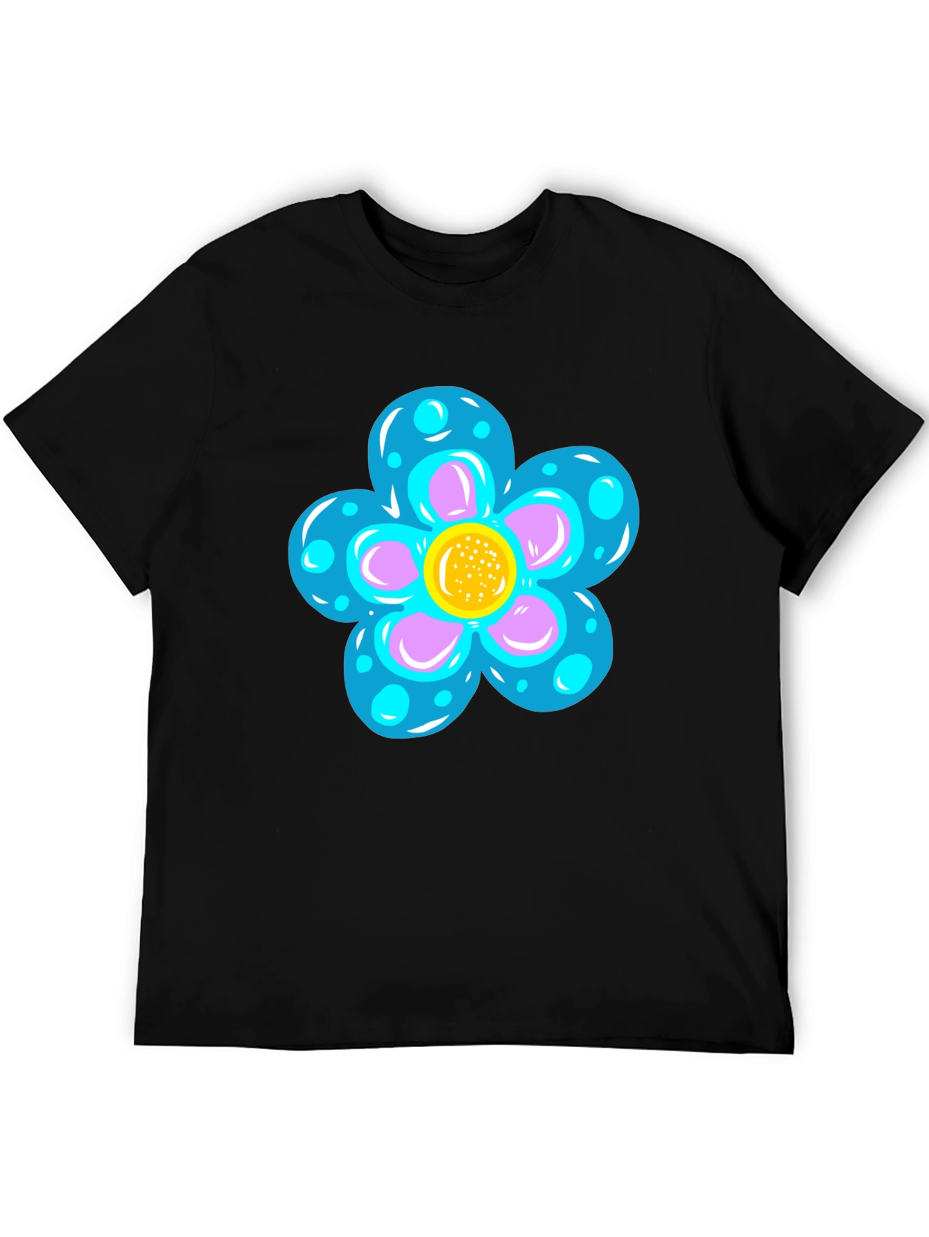 Black Funky Flower Graphic Black T-Shirt view 5