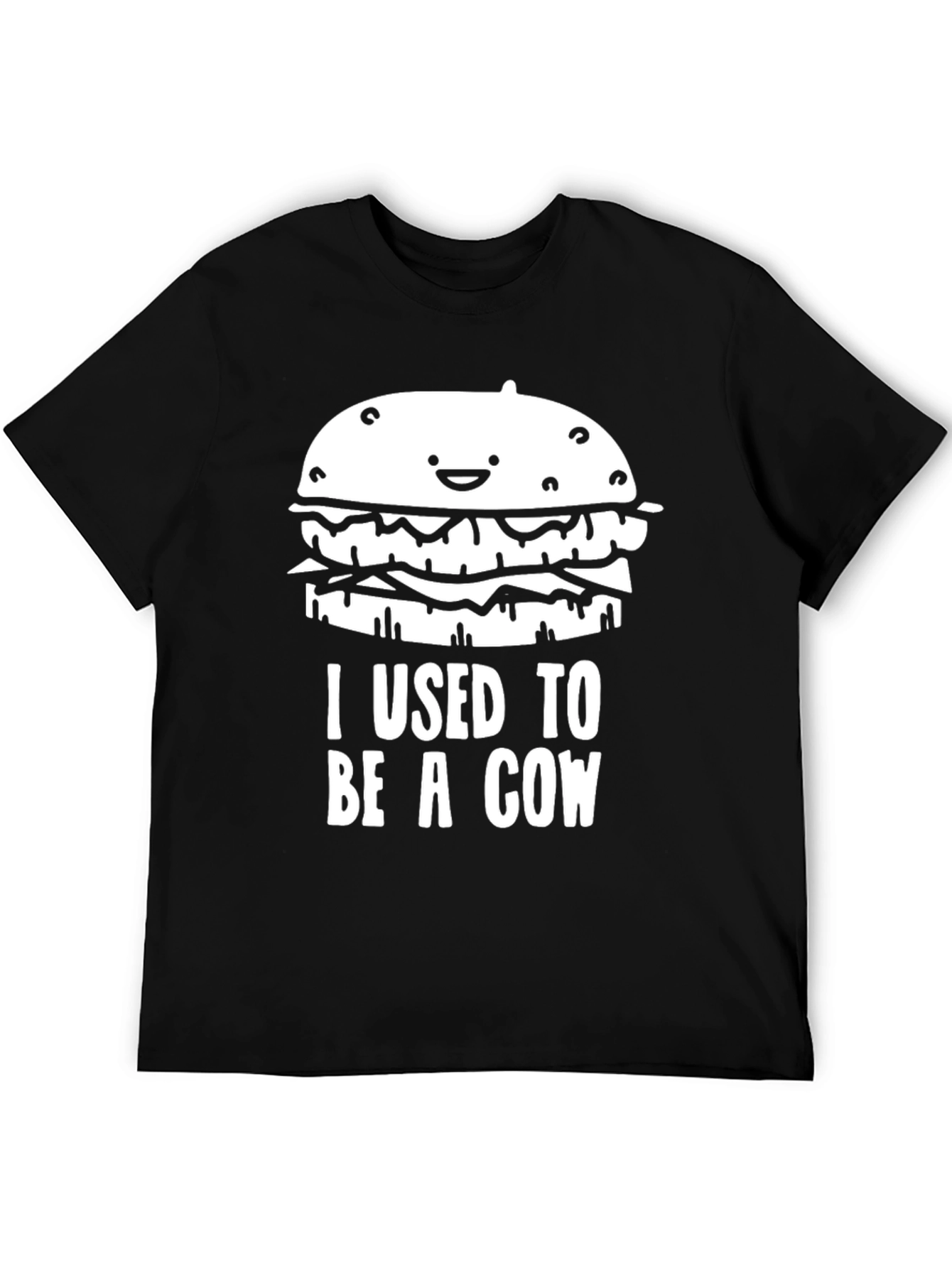 Black Funny Hamburger T-Shirt: I Used to Be a Cow view 5