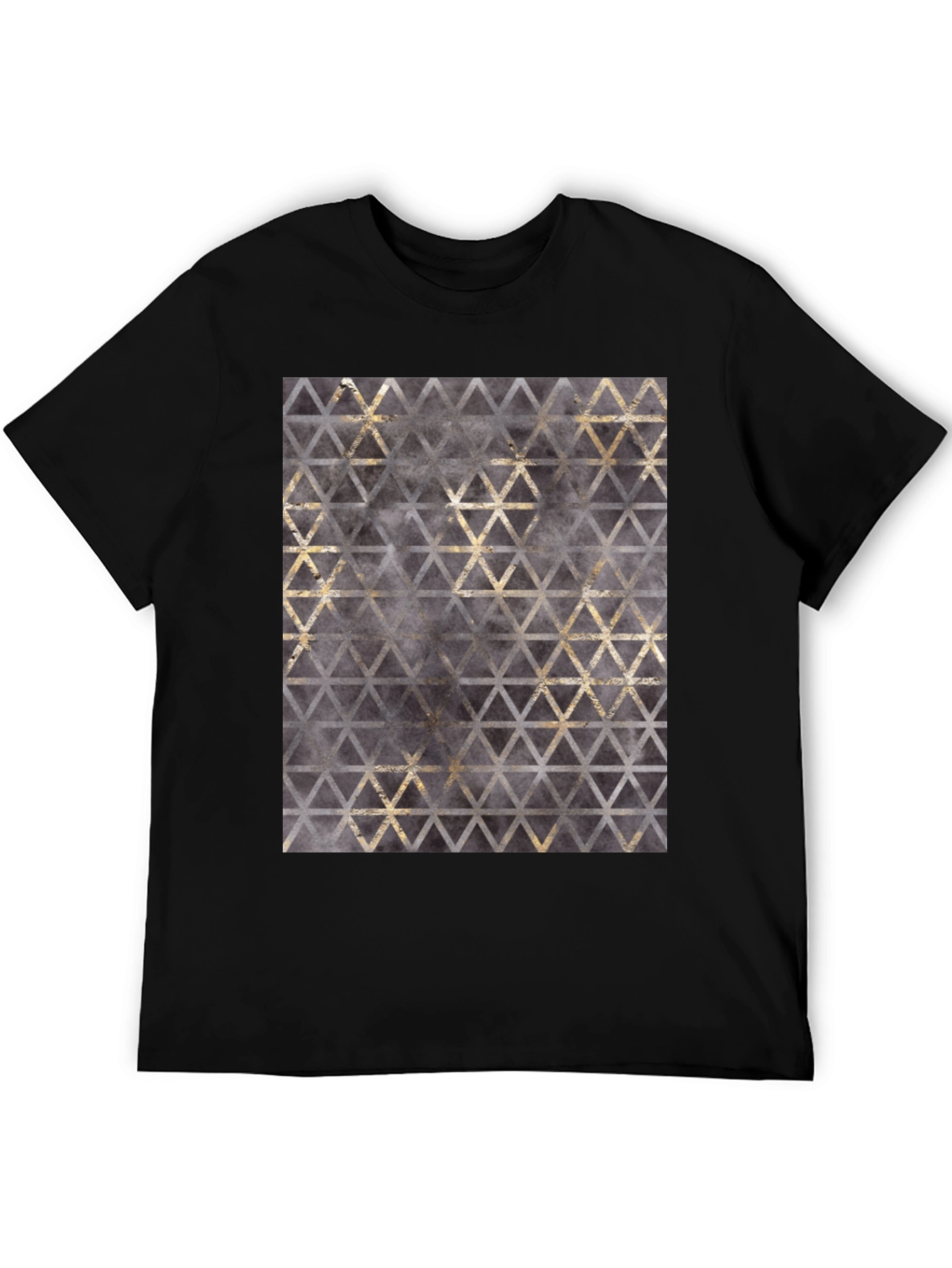 Black Geometric Triangle Print T-Shirt view 5