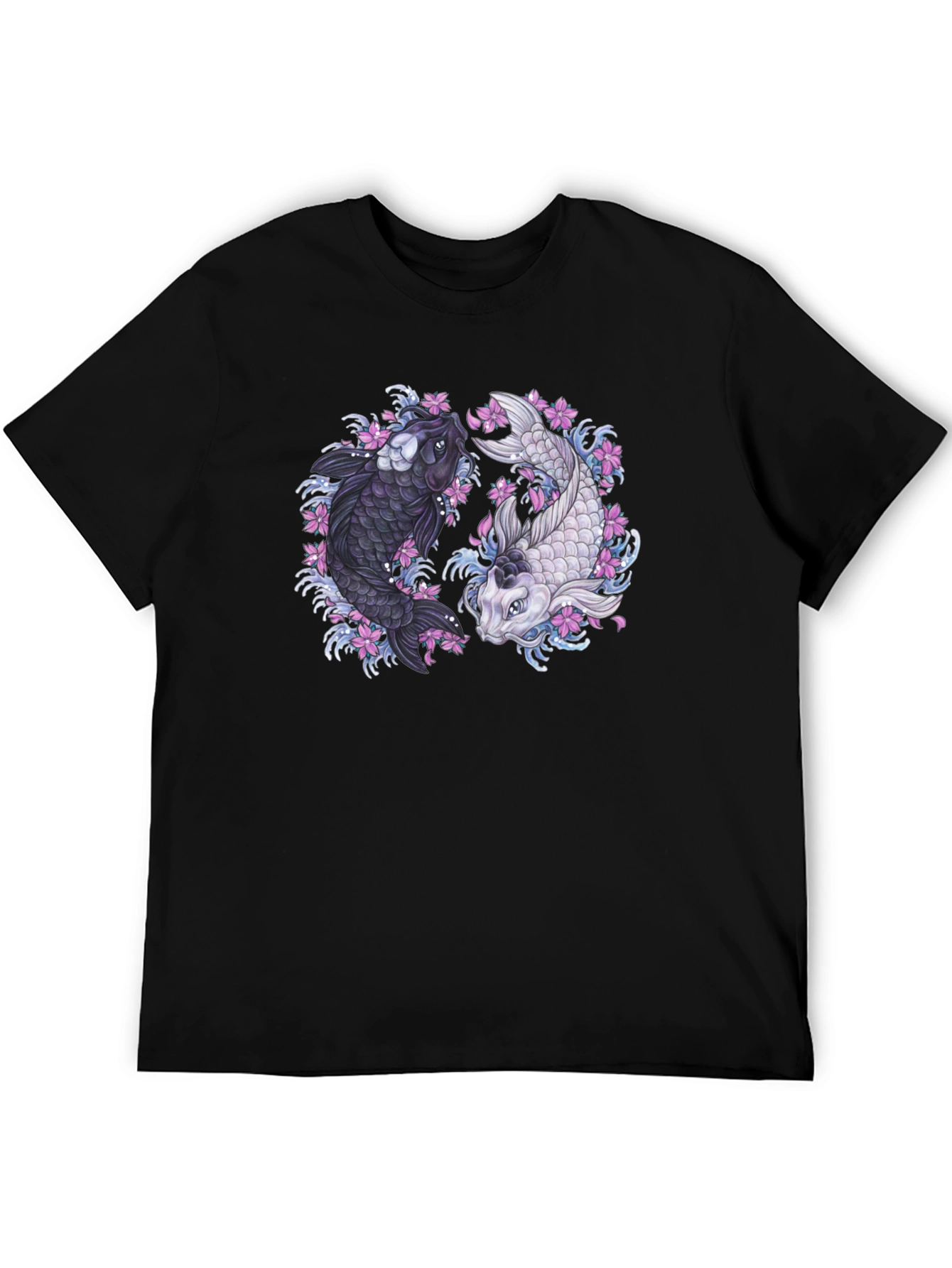 Black Yin Yang Koi Fish Graphic Tee view 5