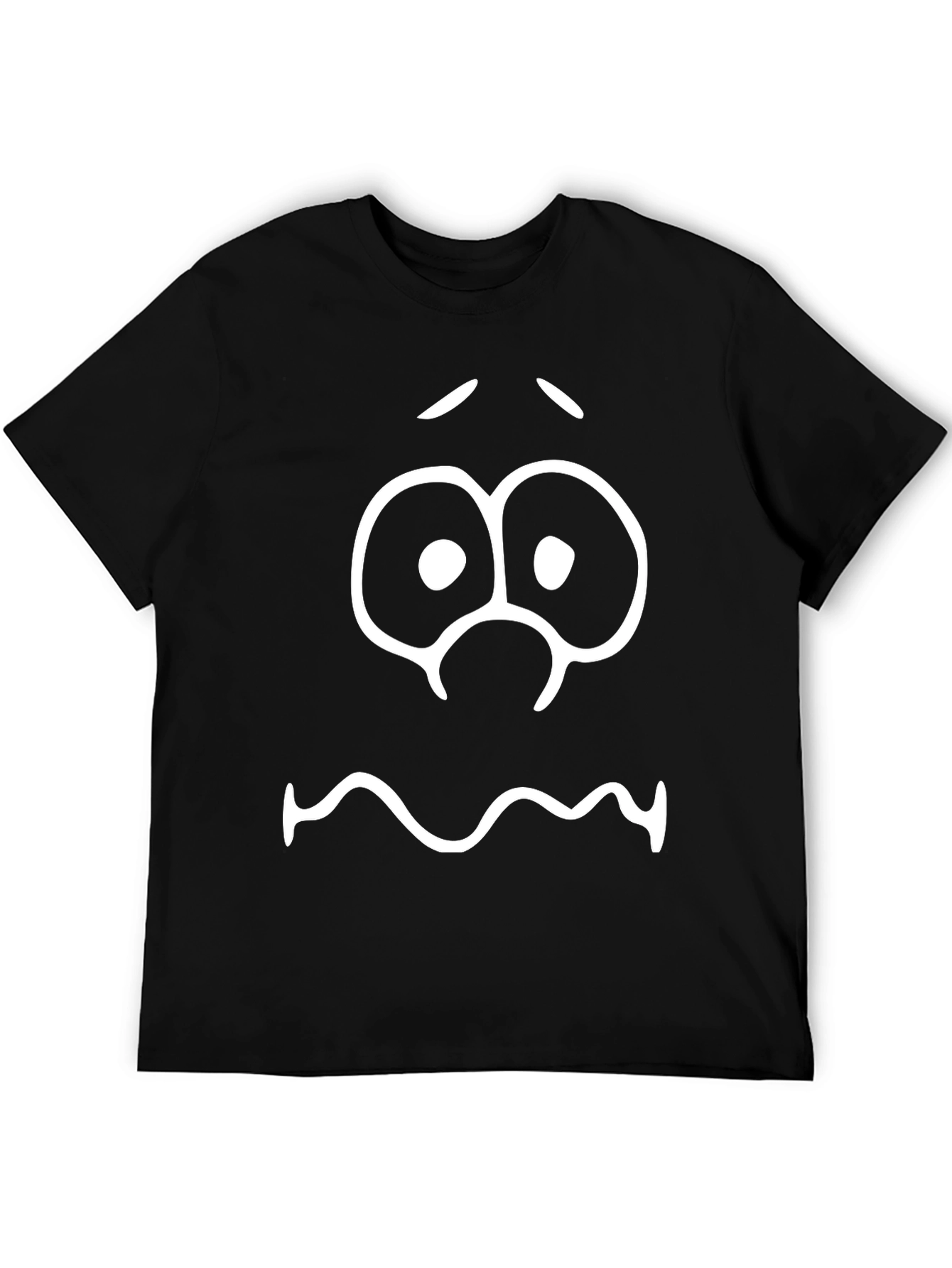 Black Funny Graphic Tee - Scared Face Black T-Shirt view 5