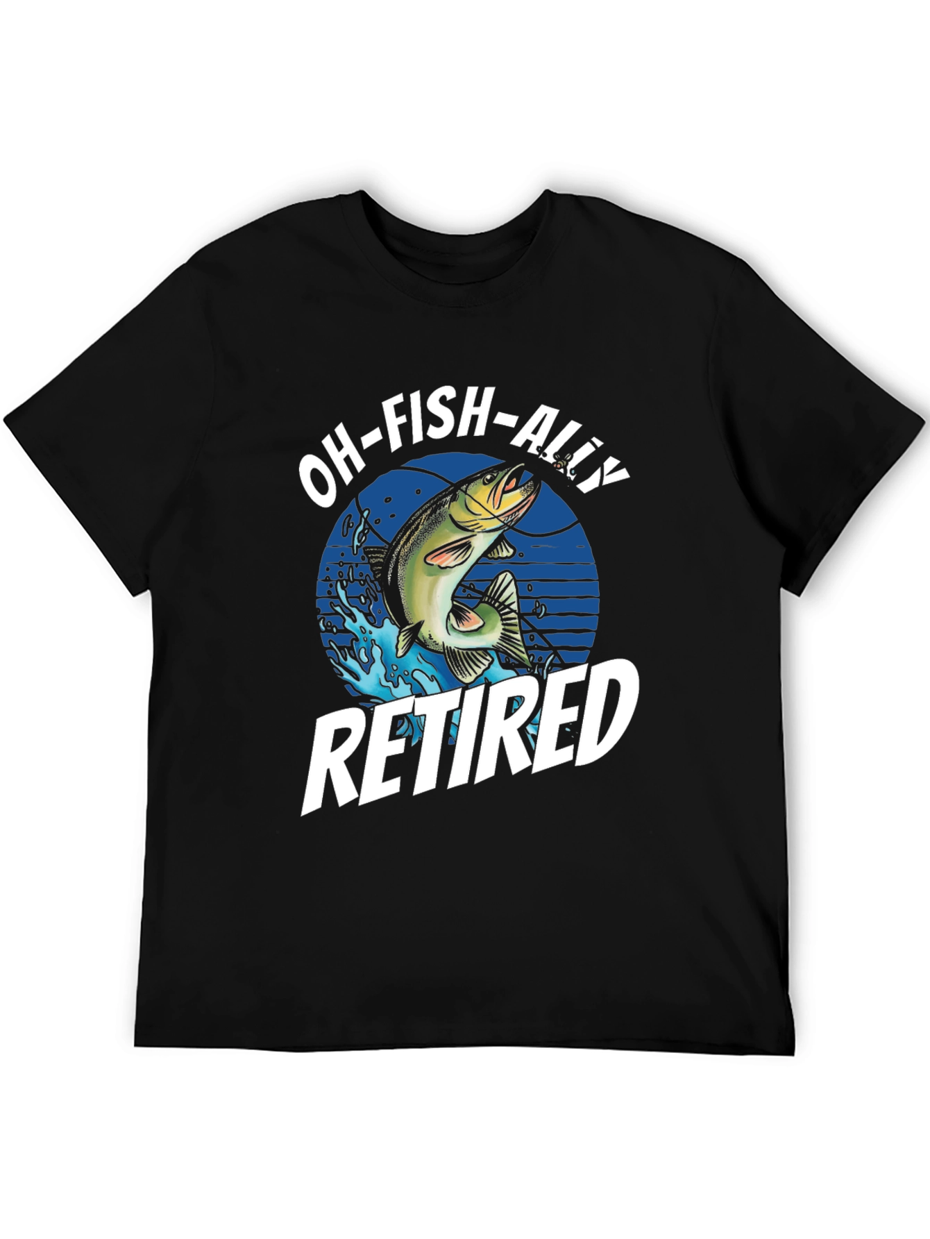 Black Oh-Fish-Ally Retired Men's Black Graphic Tee view 5