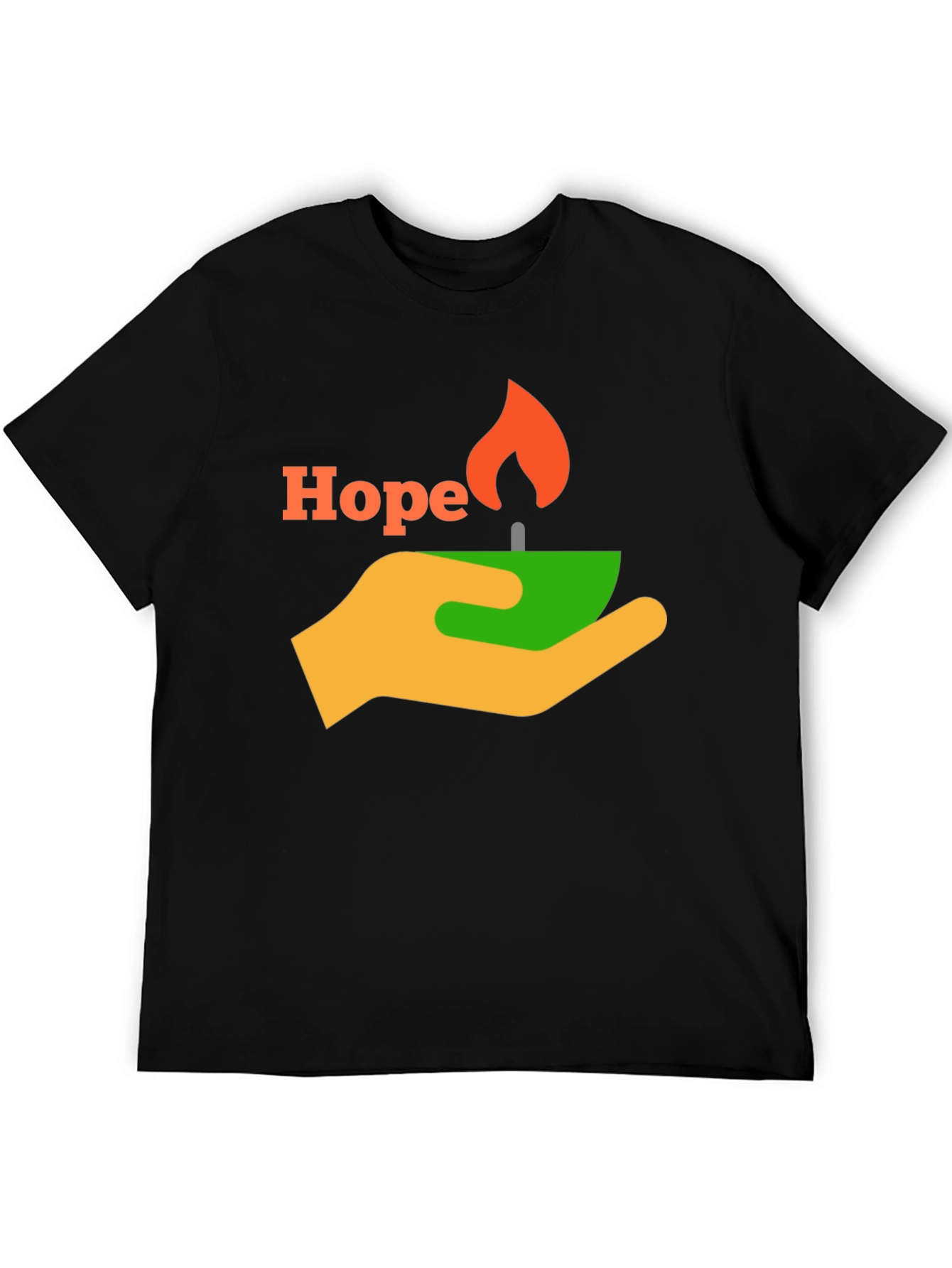 Black Hope T-Shirt - Graphic Tee with Hand and Candle Design view 5