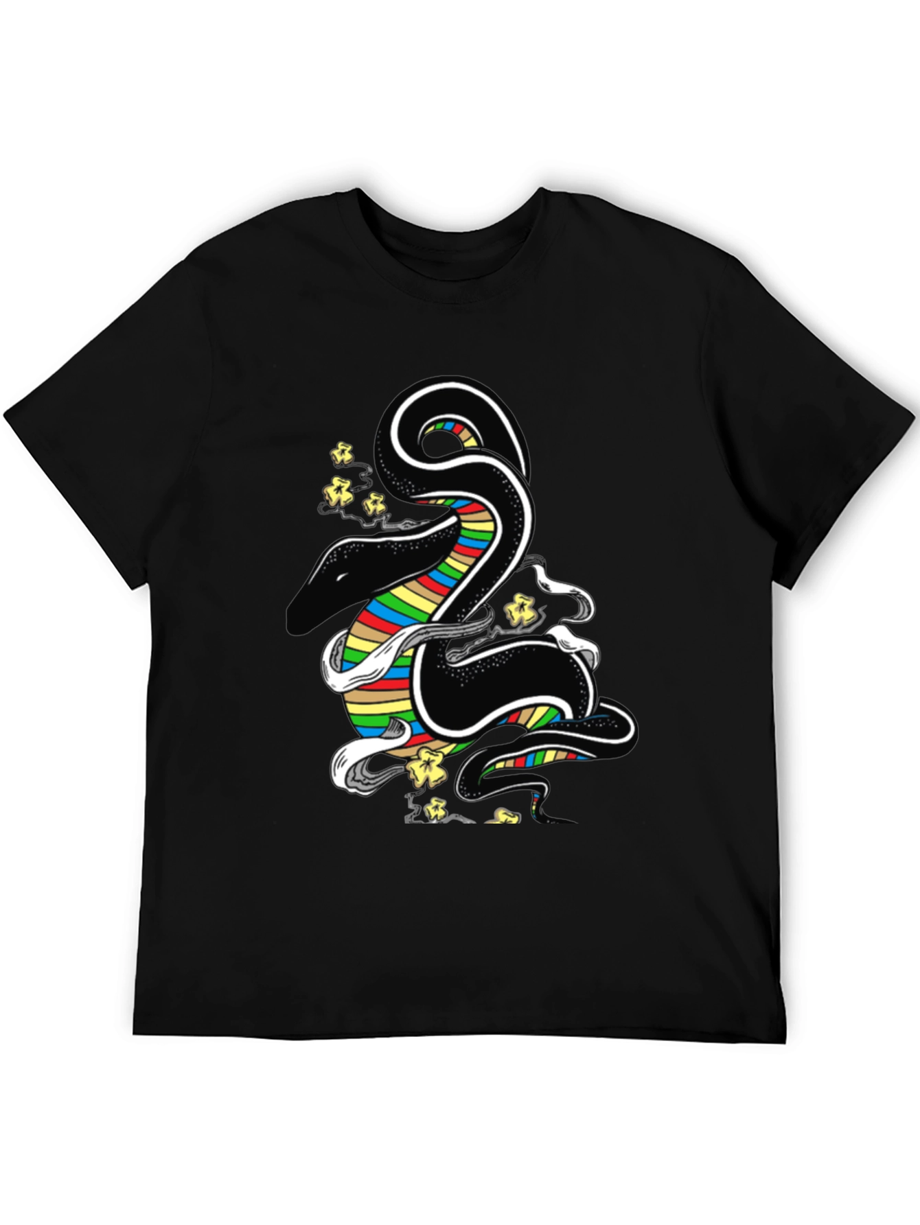 Black Rainbow Snake Graphic T-Shirt - Men's view 5
