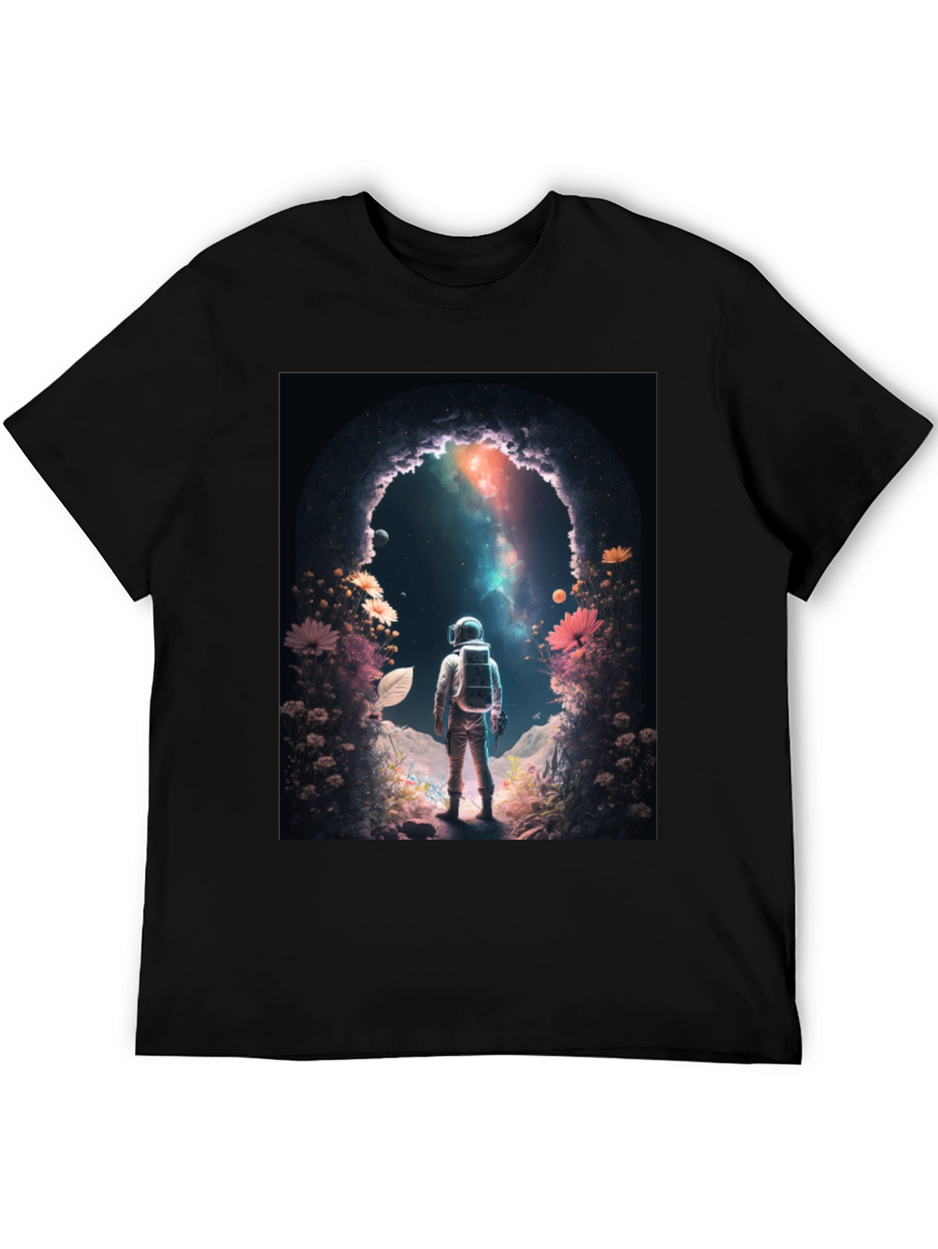 Black Astronaut Galaxy Portal Graphic Tee - Black view 5