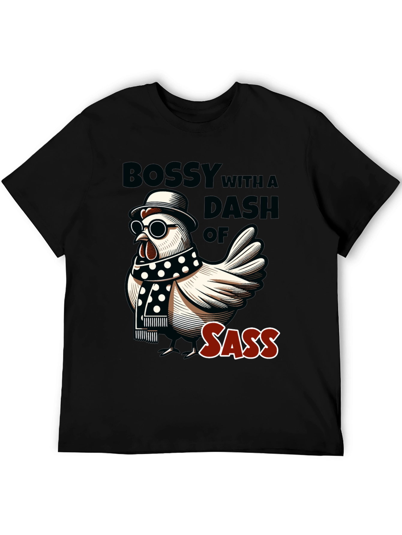 Black Bossy Sass Chicken Graphic Tee view 5